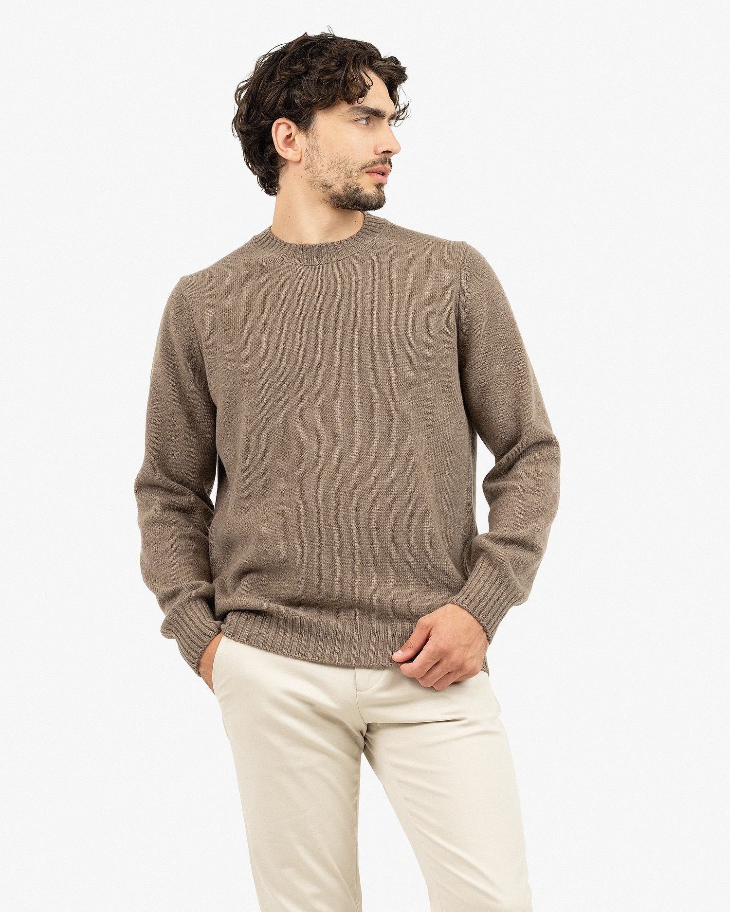 Men's Faloria Crew Neck Sweater - Brown Cashmere