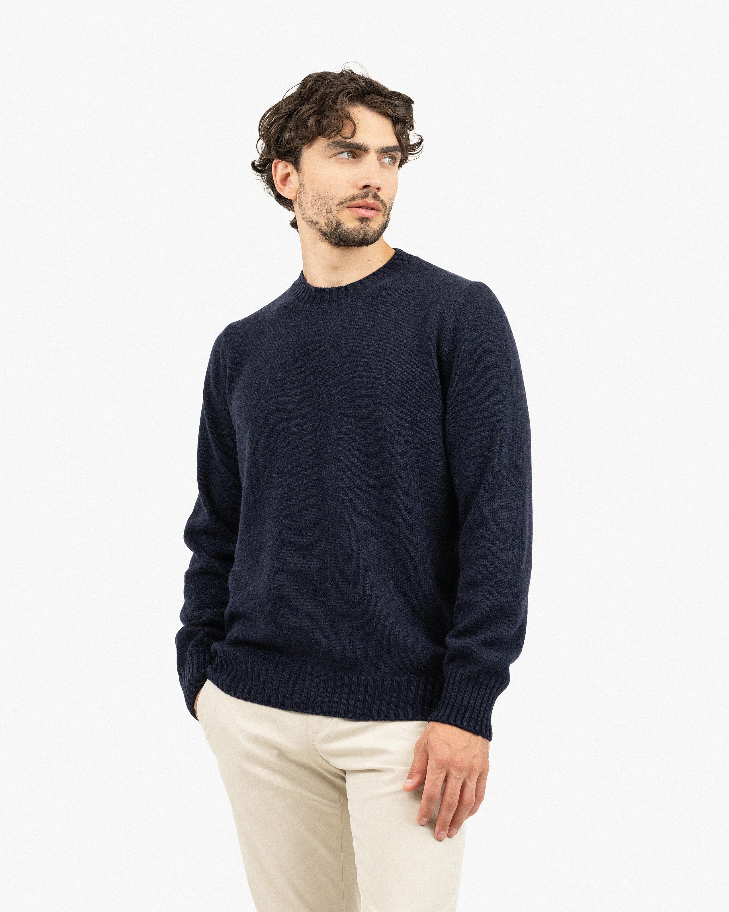 Men's Faloria Crew Neck Sweater - Blue Cashmere