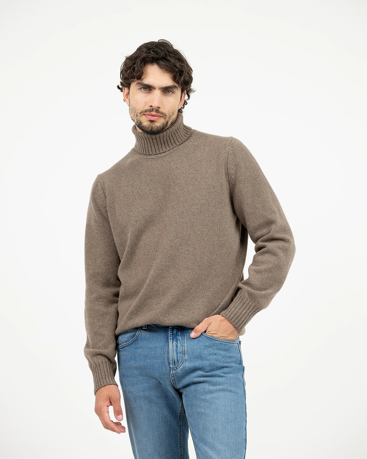 Men's Faloria Turtleneck Sweater - Brown Cashmere