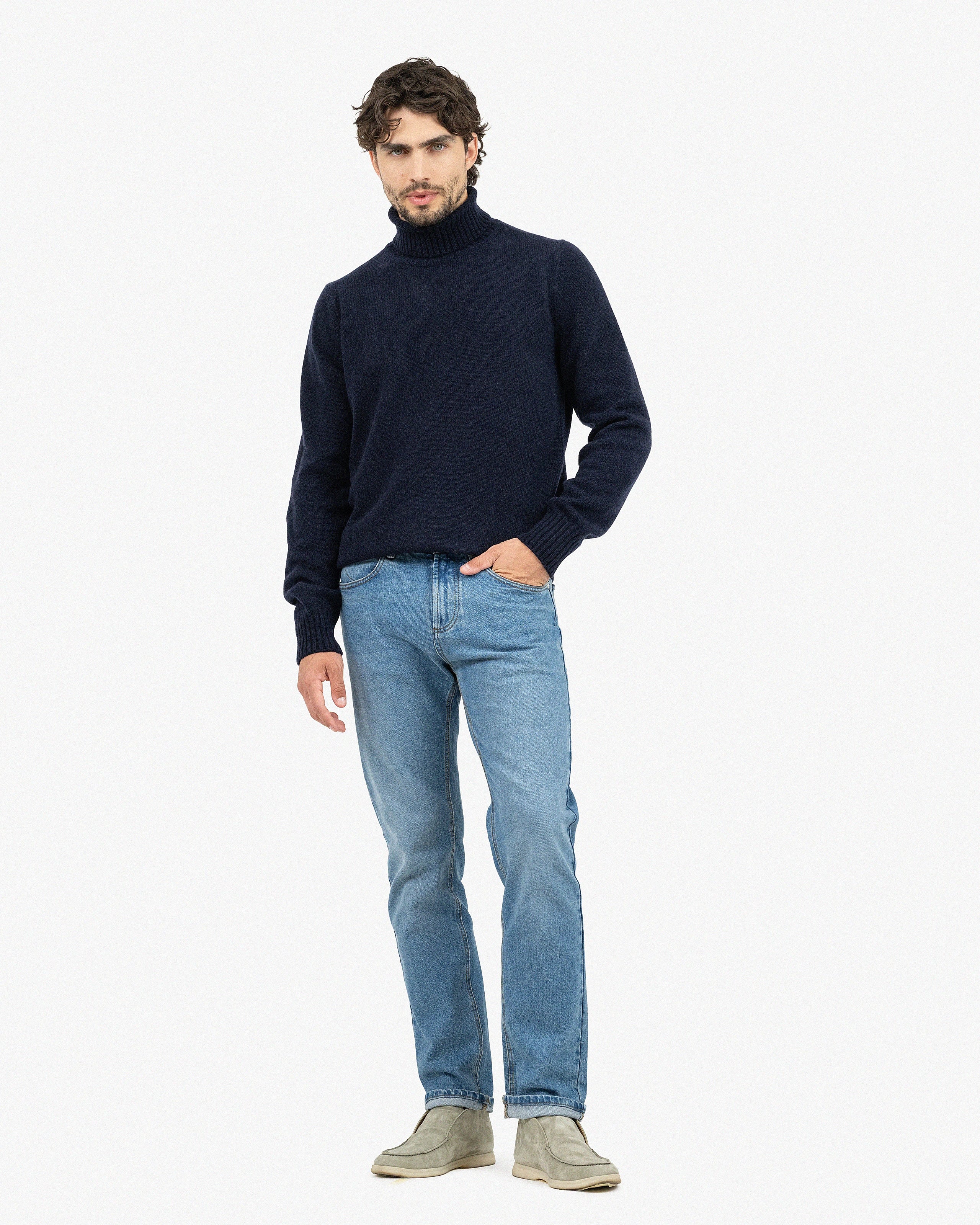 Men's Faloria Turtleneck Sweater - Blue Cashmere