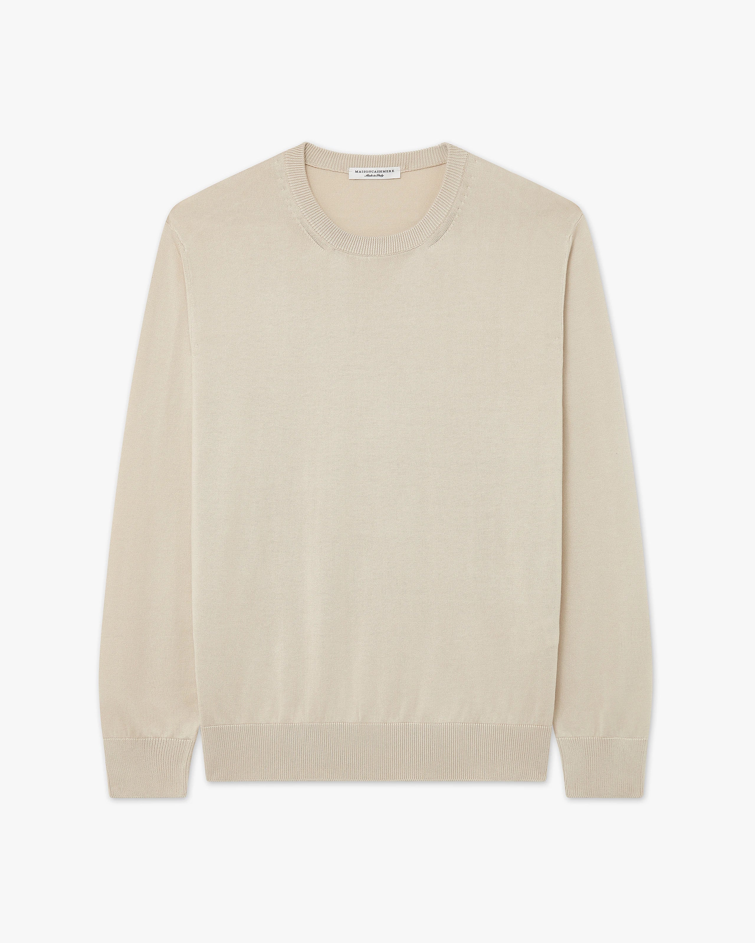 Men's Giza Crew Neck Sweater - Beige Cotone