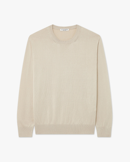 Men's Giza Crew Neck Sweater - Beige Cotone