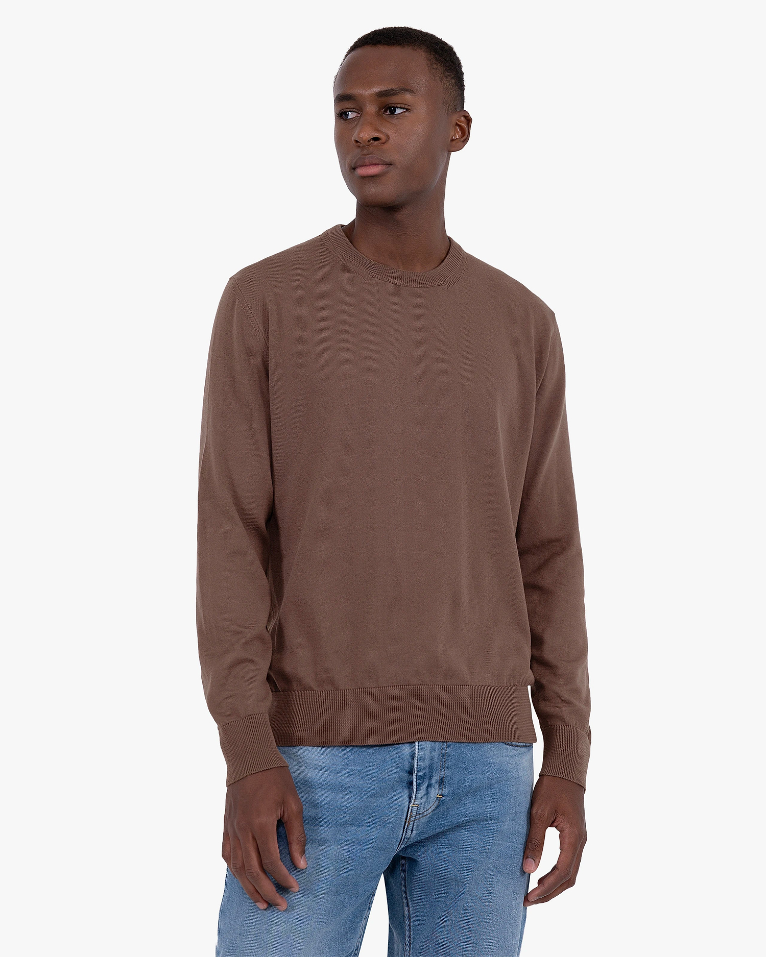 Men's Giza Crew Neck Sweater - Brown Cotone