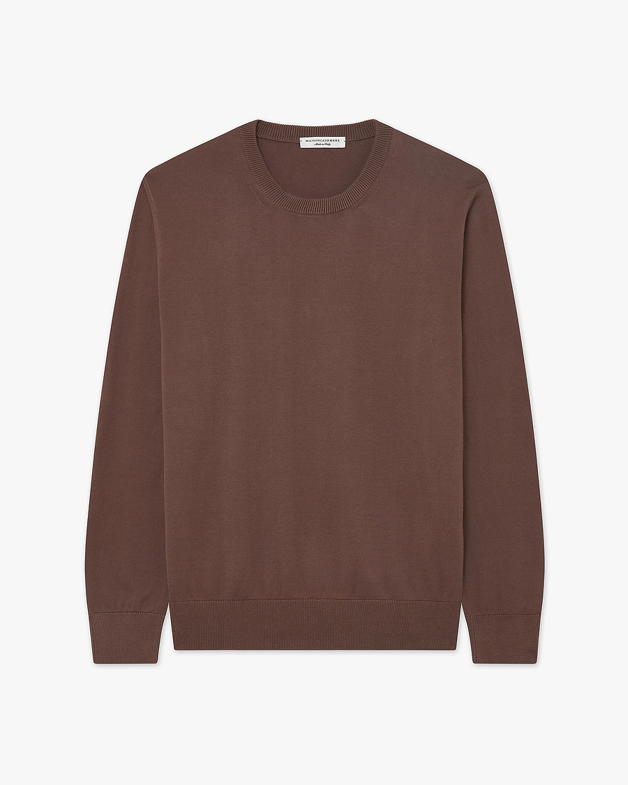 Men's Giza Crew Neck Sweater - Brown Cotone