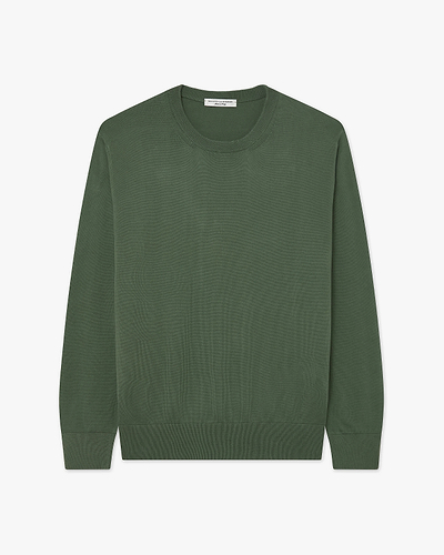 Men's Giza Crew Neck Sweater - Army Green Cotone