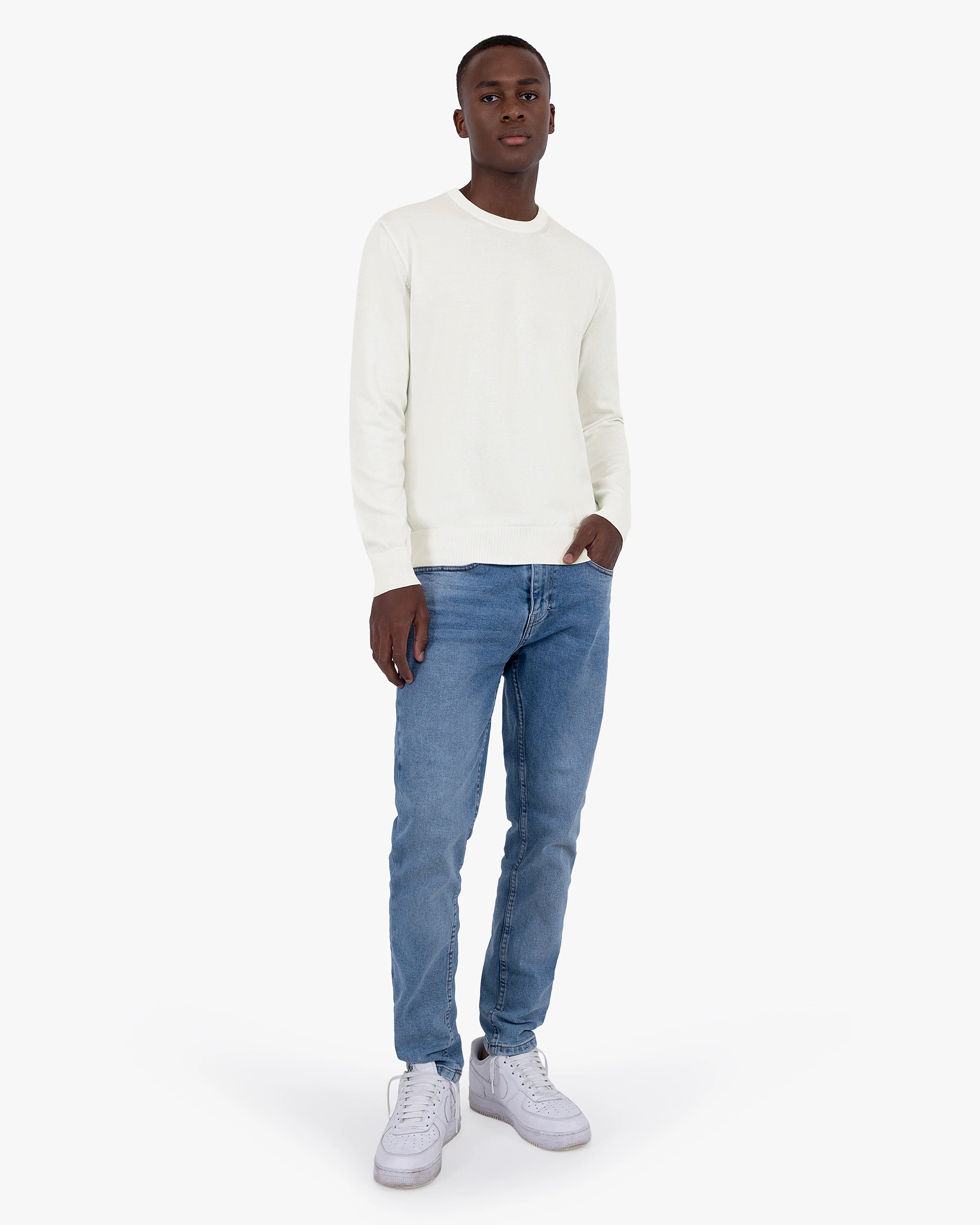 Men's Giza Crew Neck Sweater - White Cotone