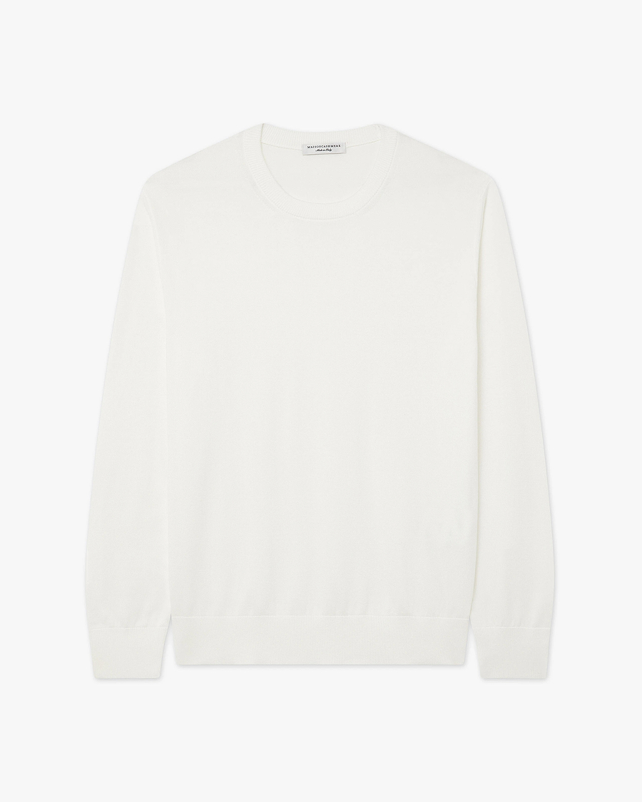 Men's Giza Crew Neck Sweater - White Cotone