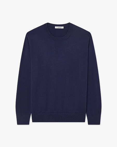 Men's Giza Crew Neck Sweater - Night Blue Cotone