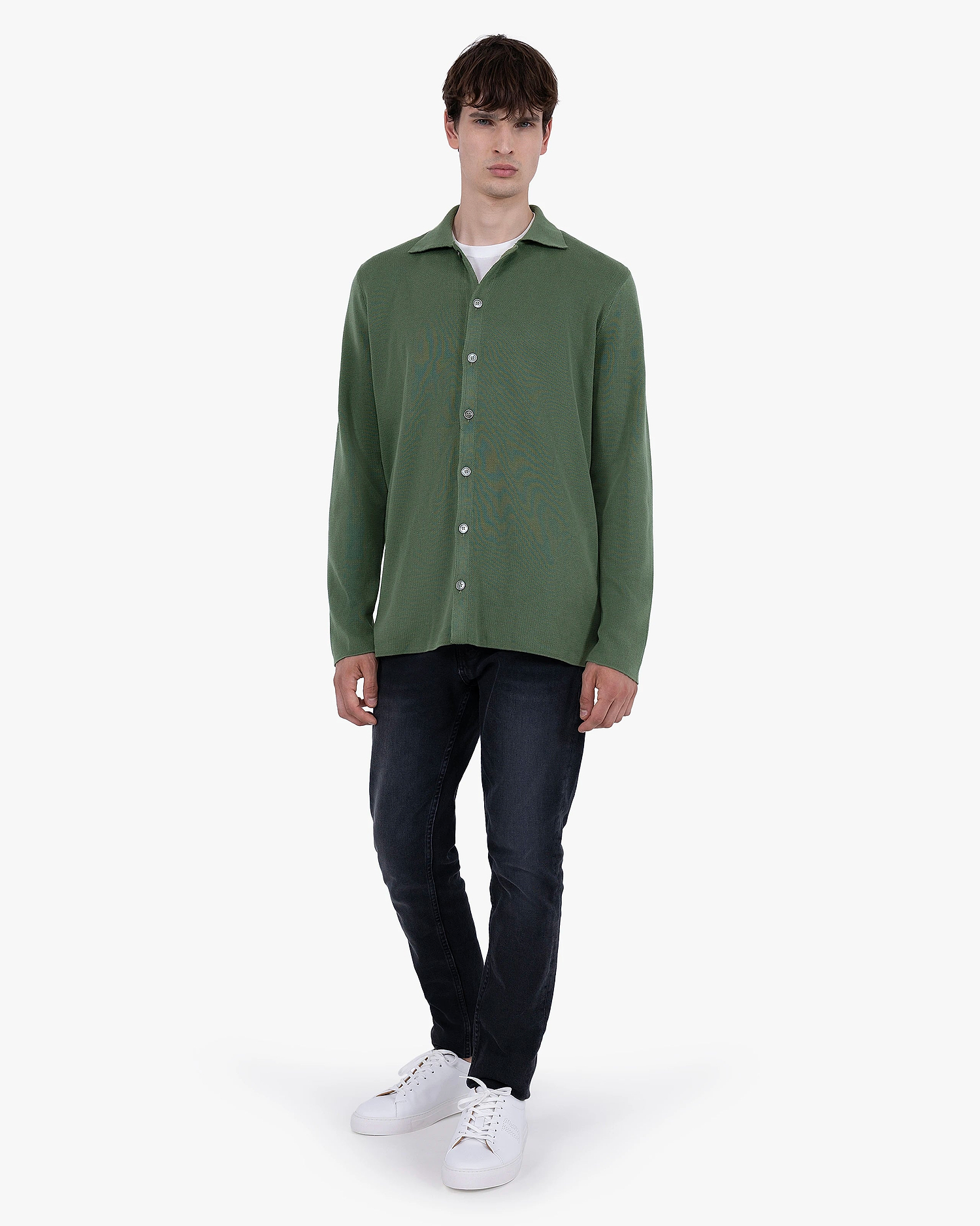 Men's Giza Knit Shirt - Army Green Cotone