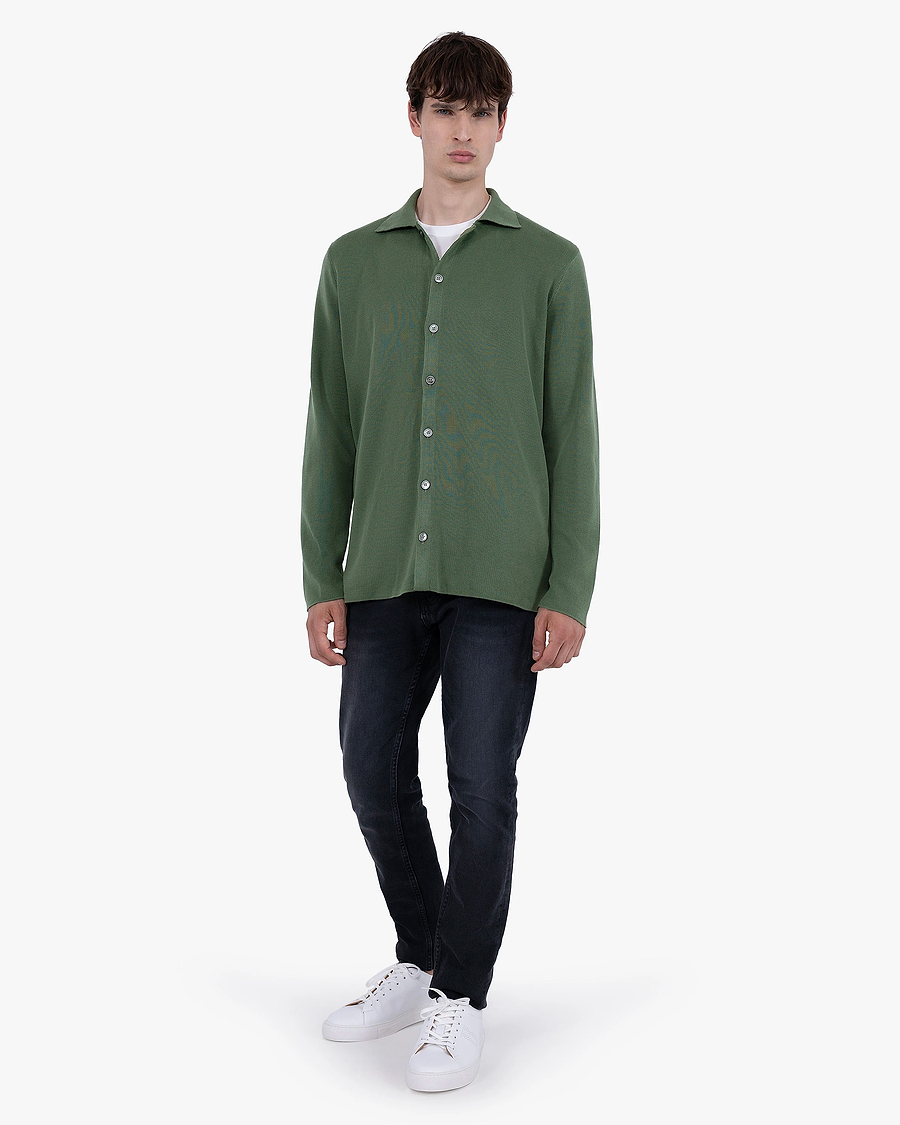 Men's Giza Knit Shirt - Army Green Cotone