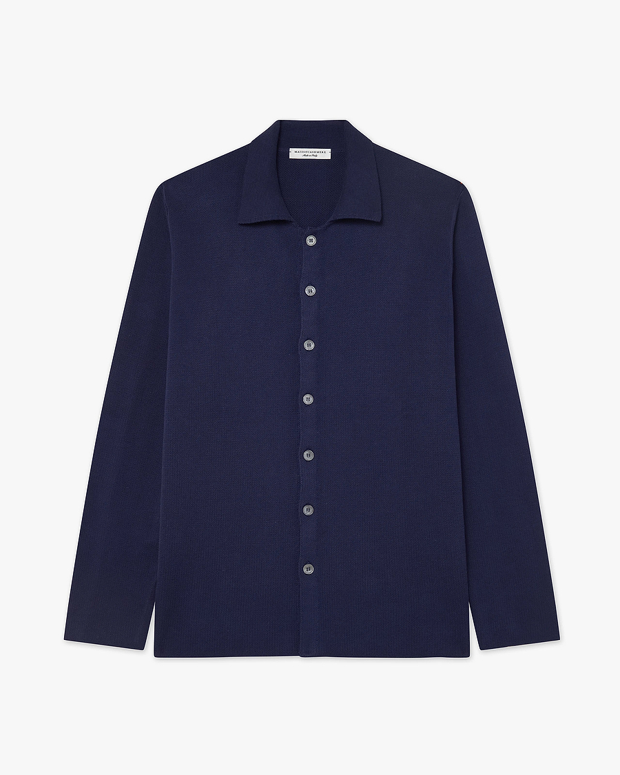 Men's Giza Knit Shirt - Night Blue Cotone