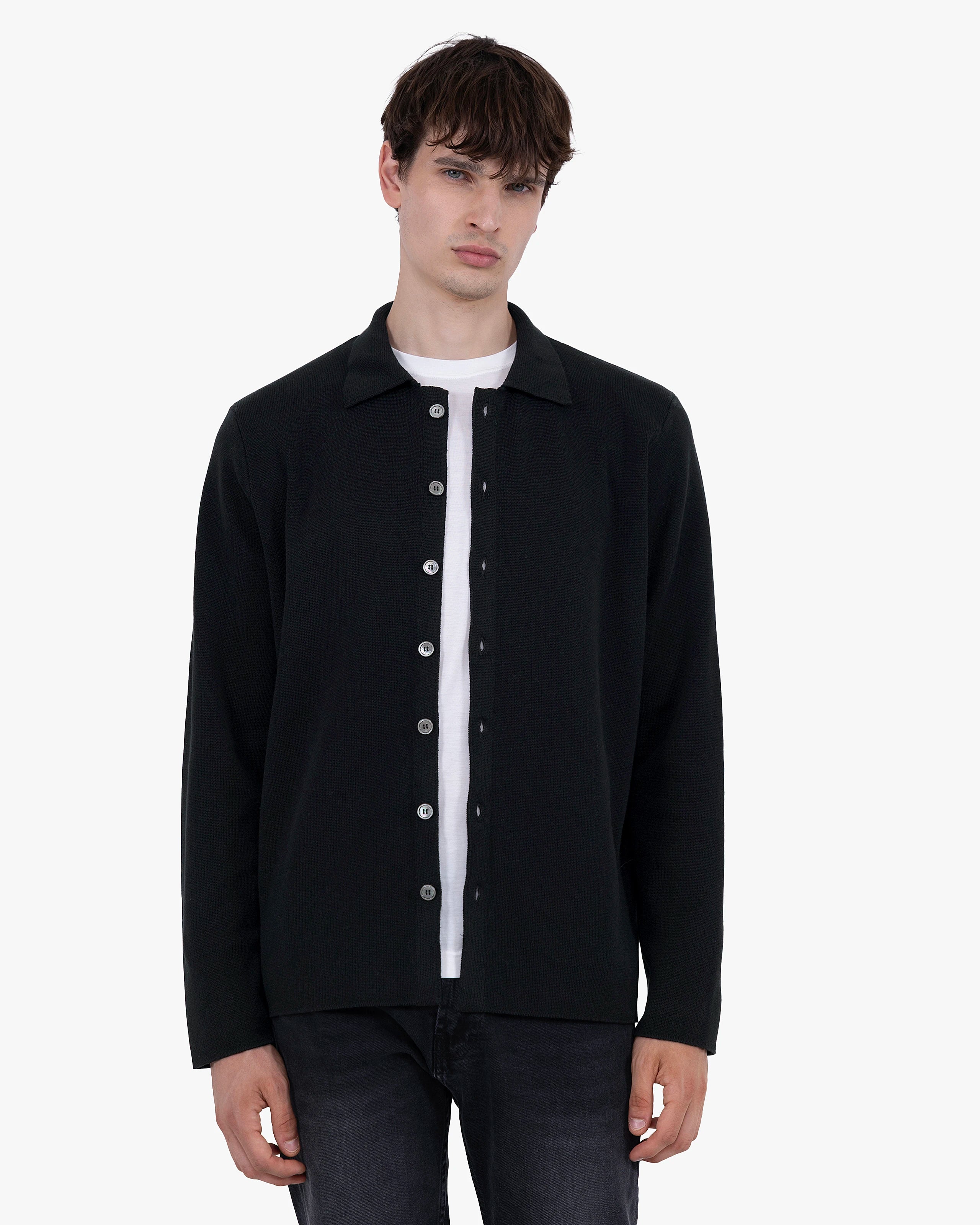 Men's Giza Knit Shirt - Black Cotone