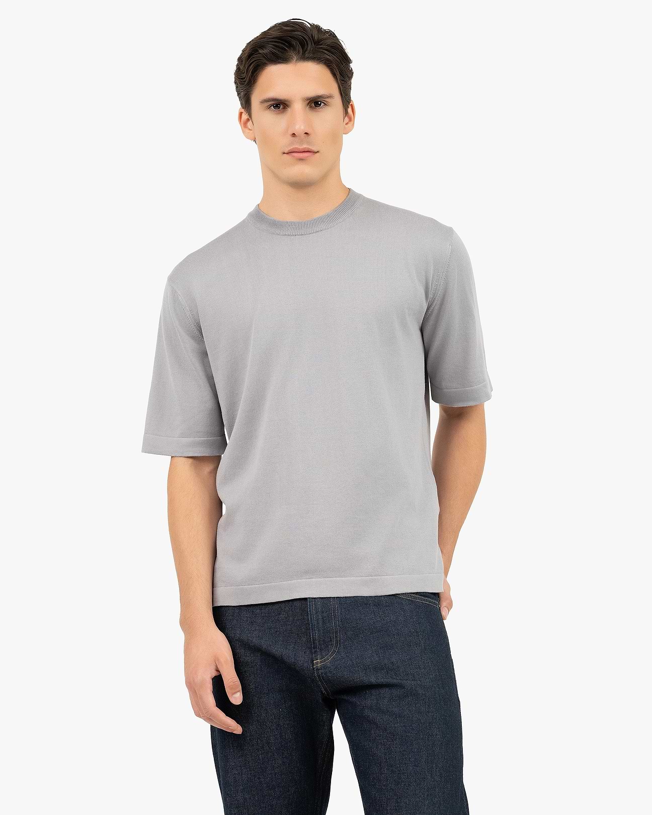 seya. Tシャツ ESSENTIAL T Silky Giza cotton Men's Giza Cotton Maxi Tee - Grey | MaisonCashmere