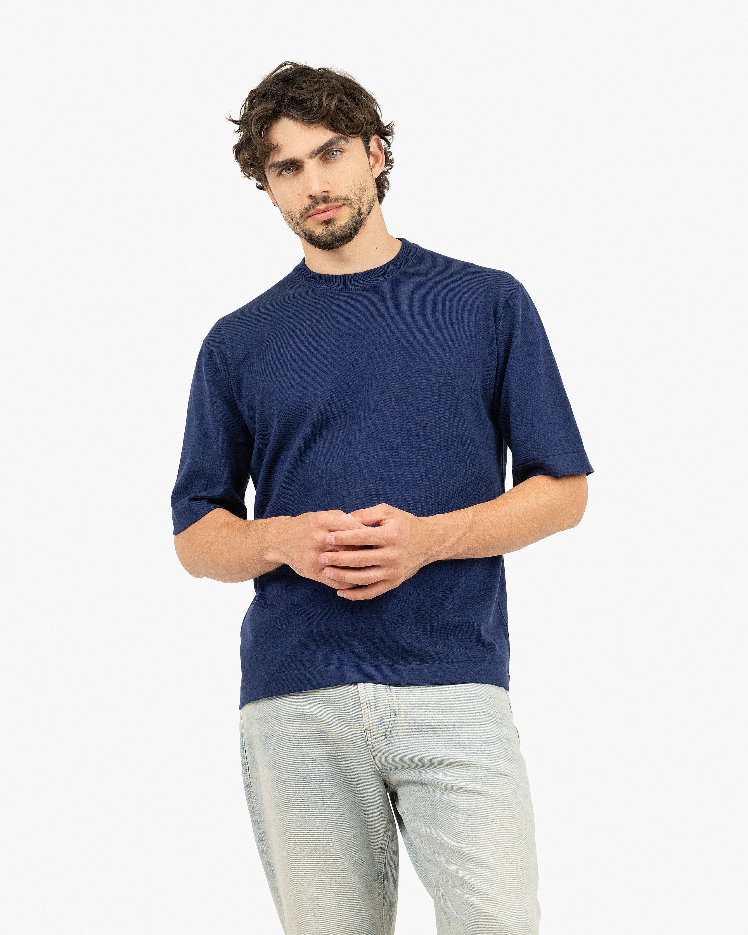 Men's Giza Maxi Tee - Night Blue Cotone