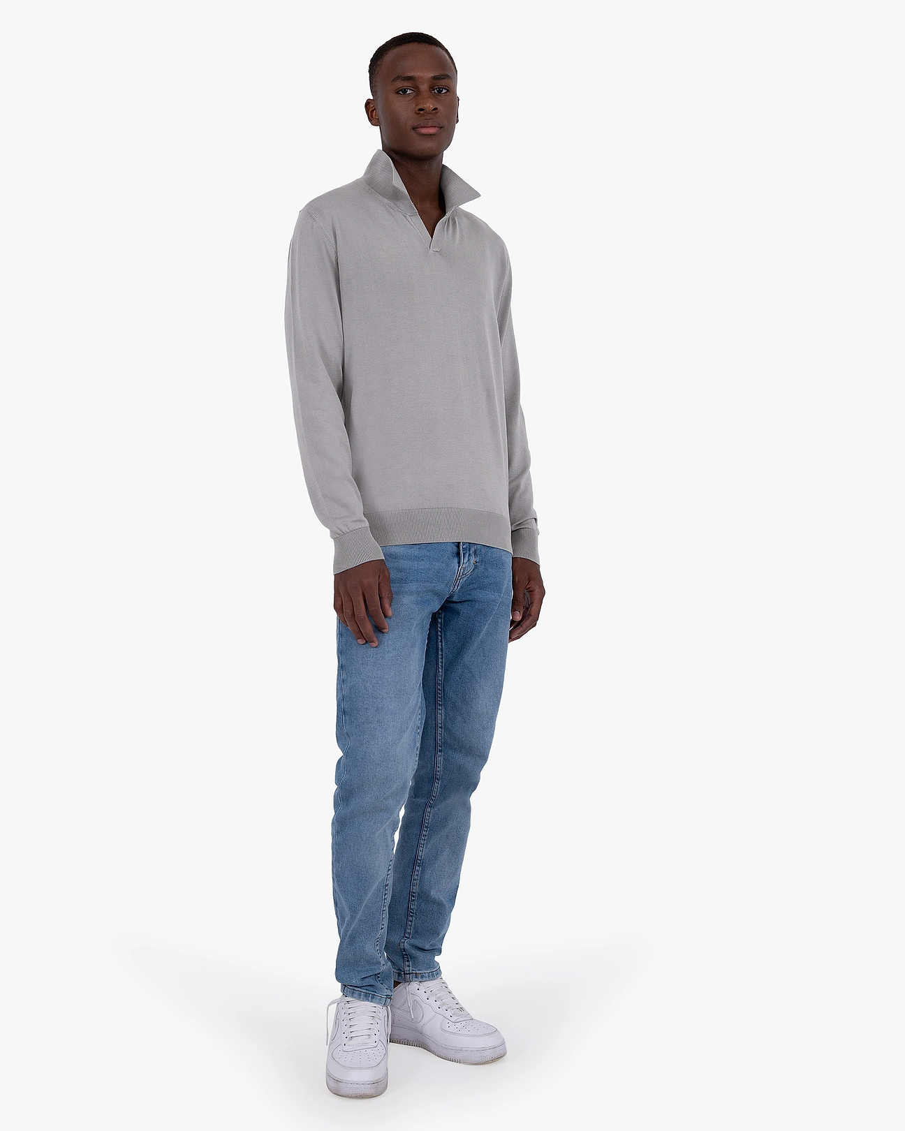 Men's Giza Polo Sweater - Grey - Cotton