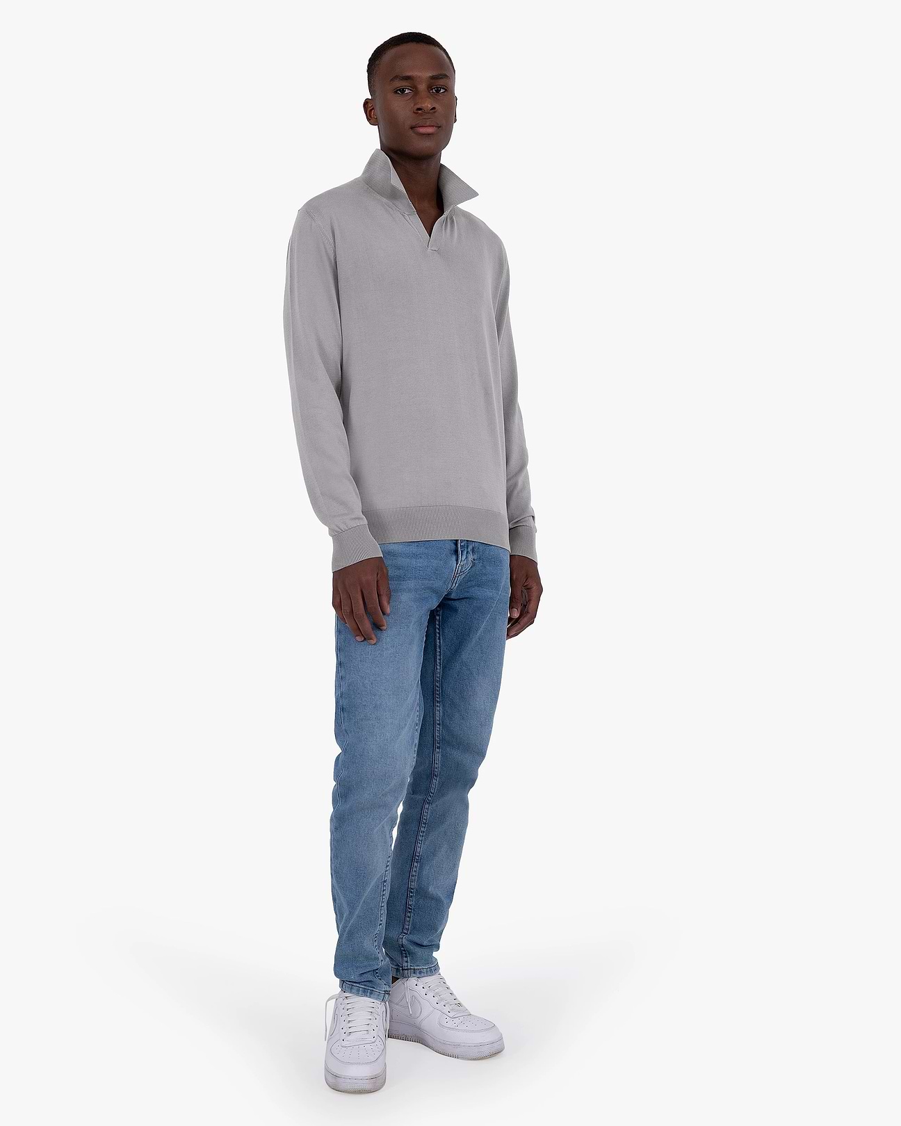 Men's Giza Polo Sweater - Grey - Cotton
