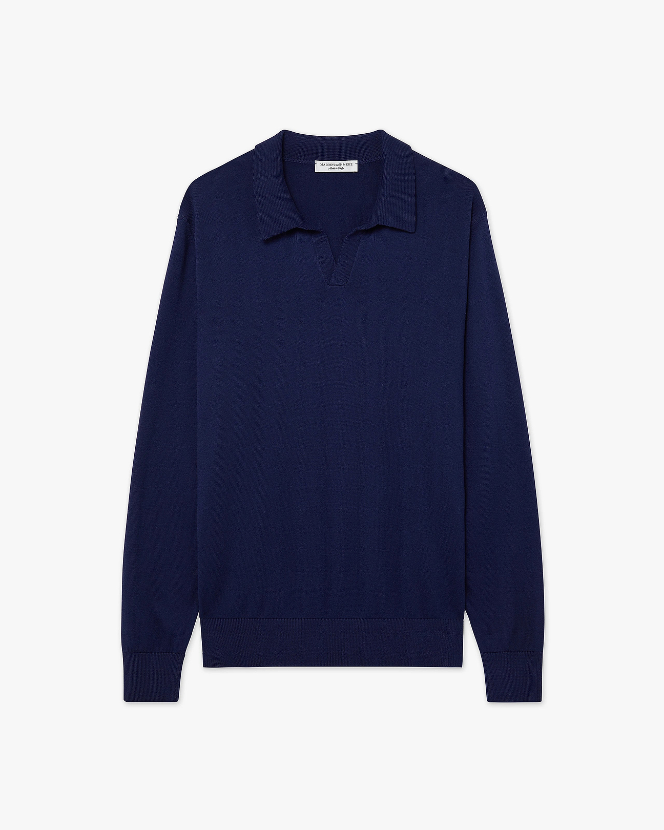Men's Giza Cotton Polo Sweater - Night Blue | MaisonCashmere