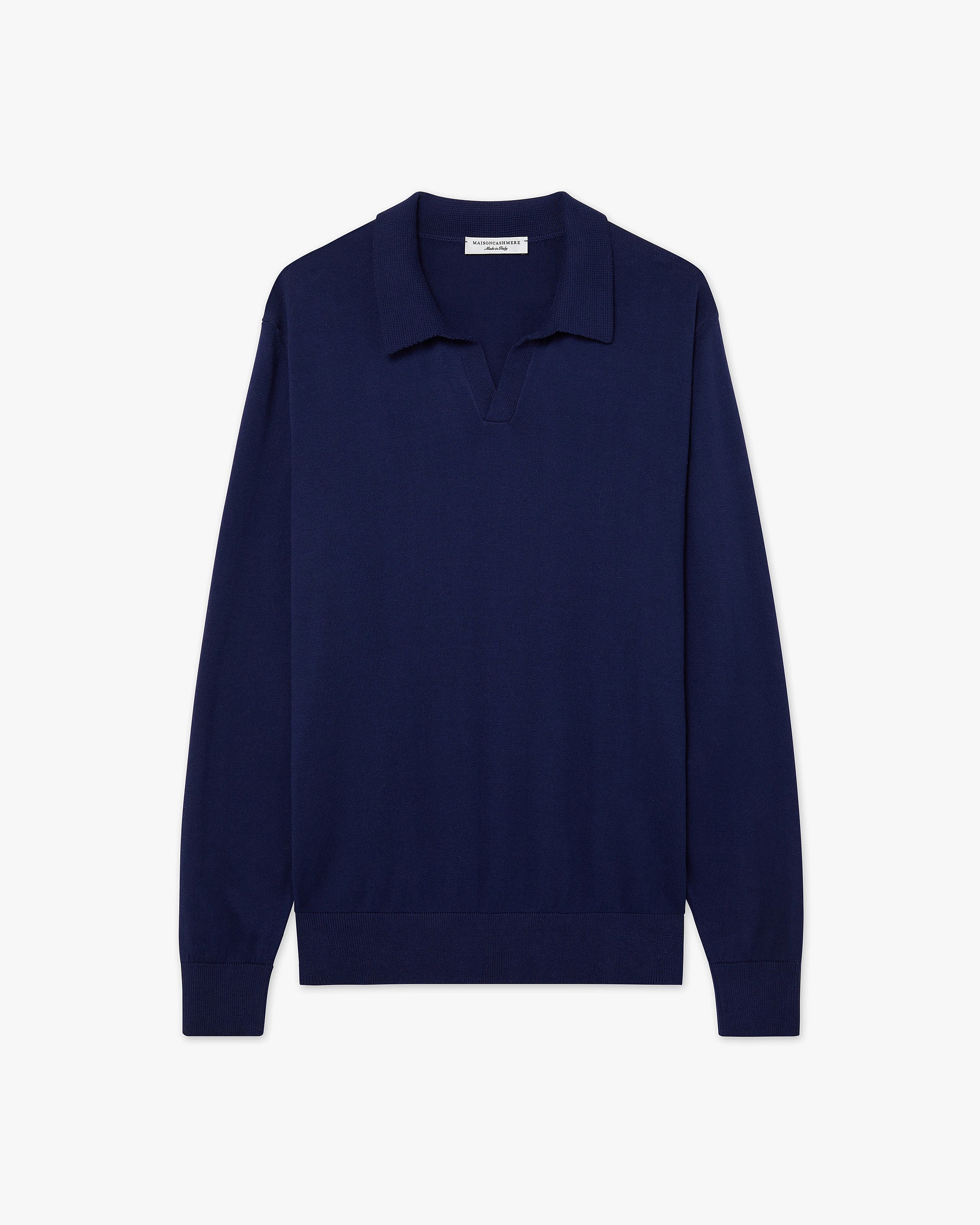 Men's Giza Polo Sweater - Night Blue Cotone