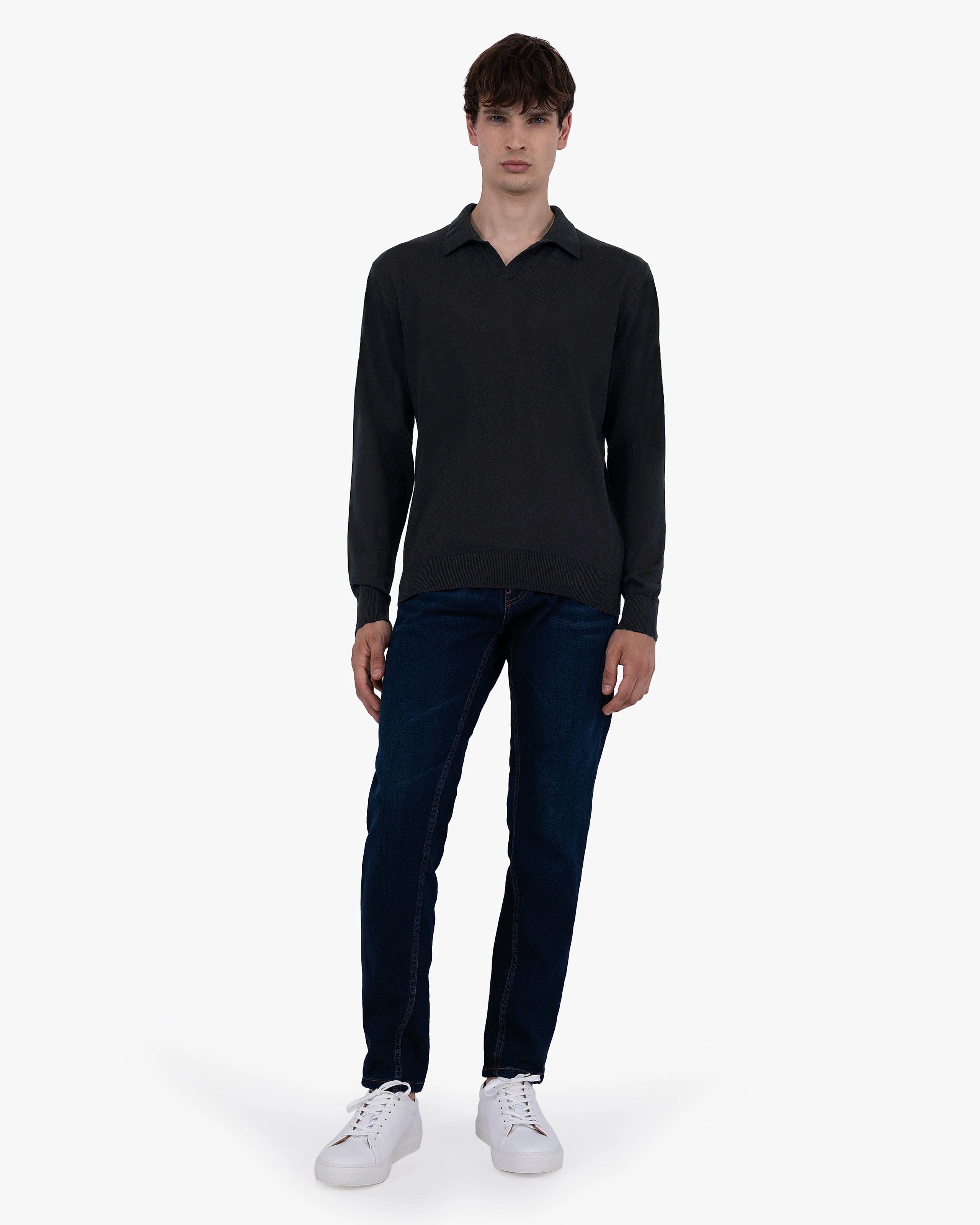 Men's Giza Polo Sweater - Black Cotone