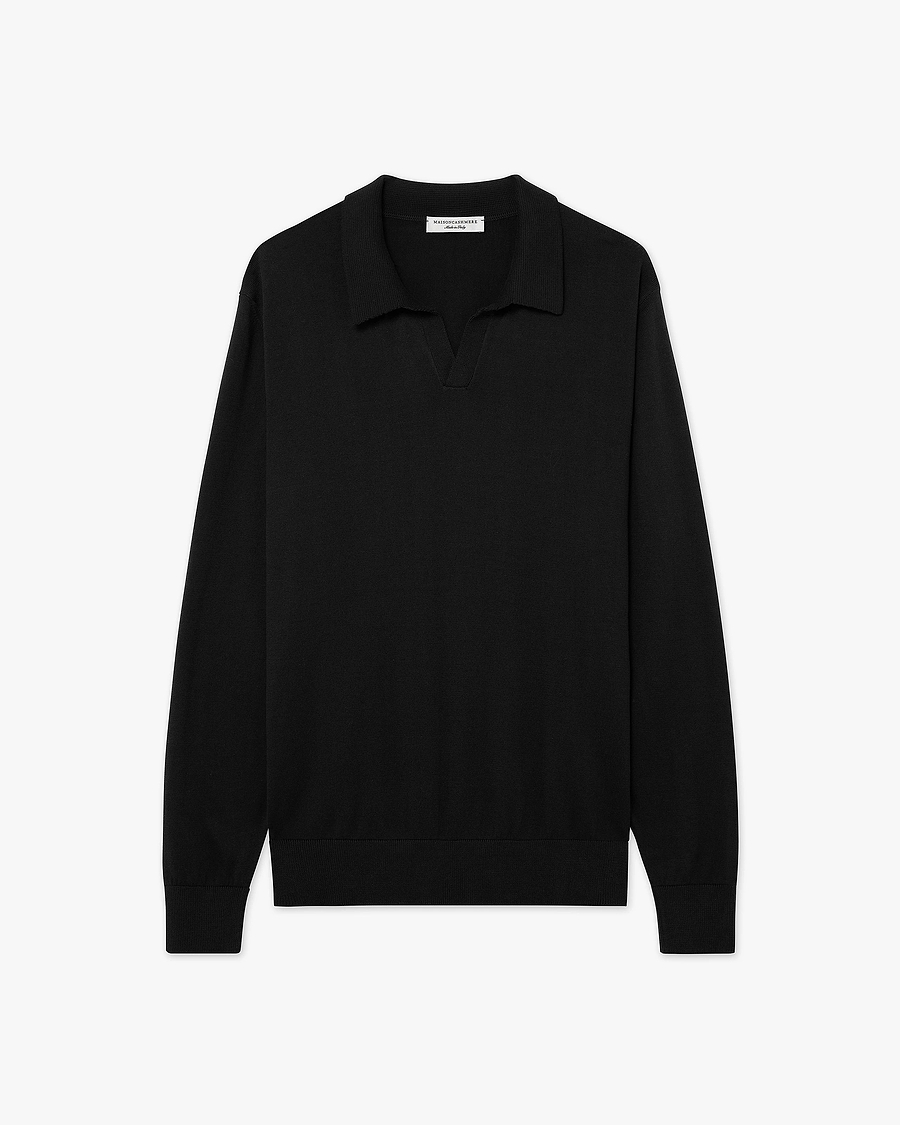 Men's Giza Polo Sweater - Black Cotone