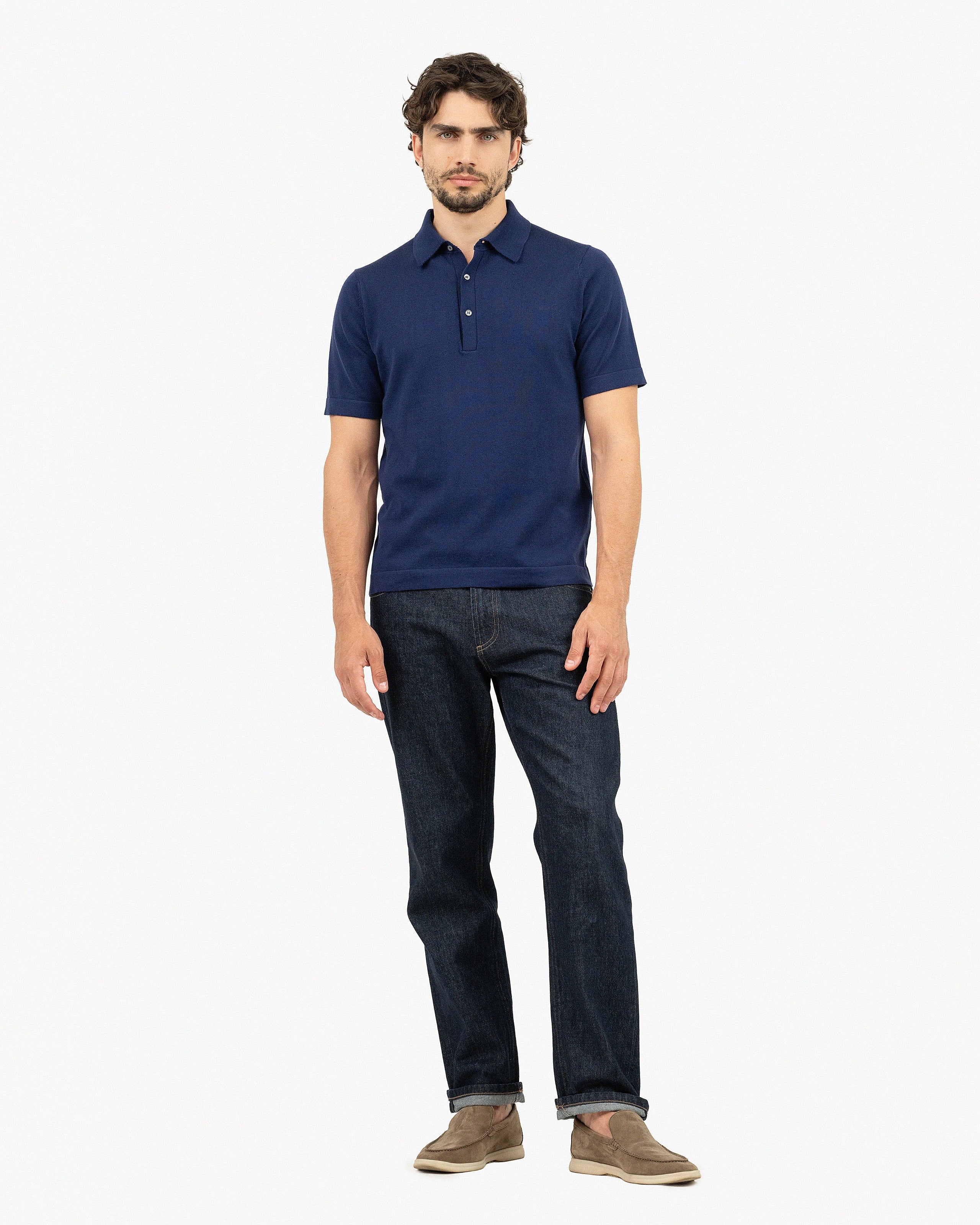 Men's Giza Polo T-Shirt - Night Blue Cotone