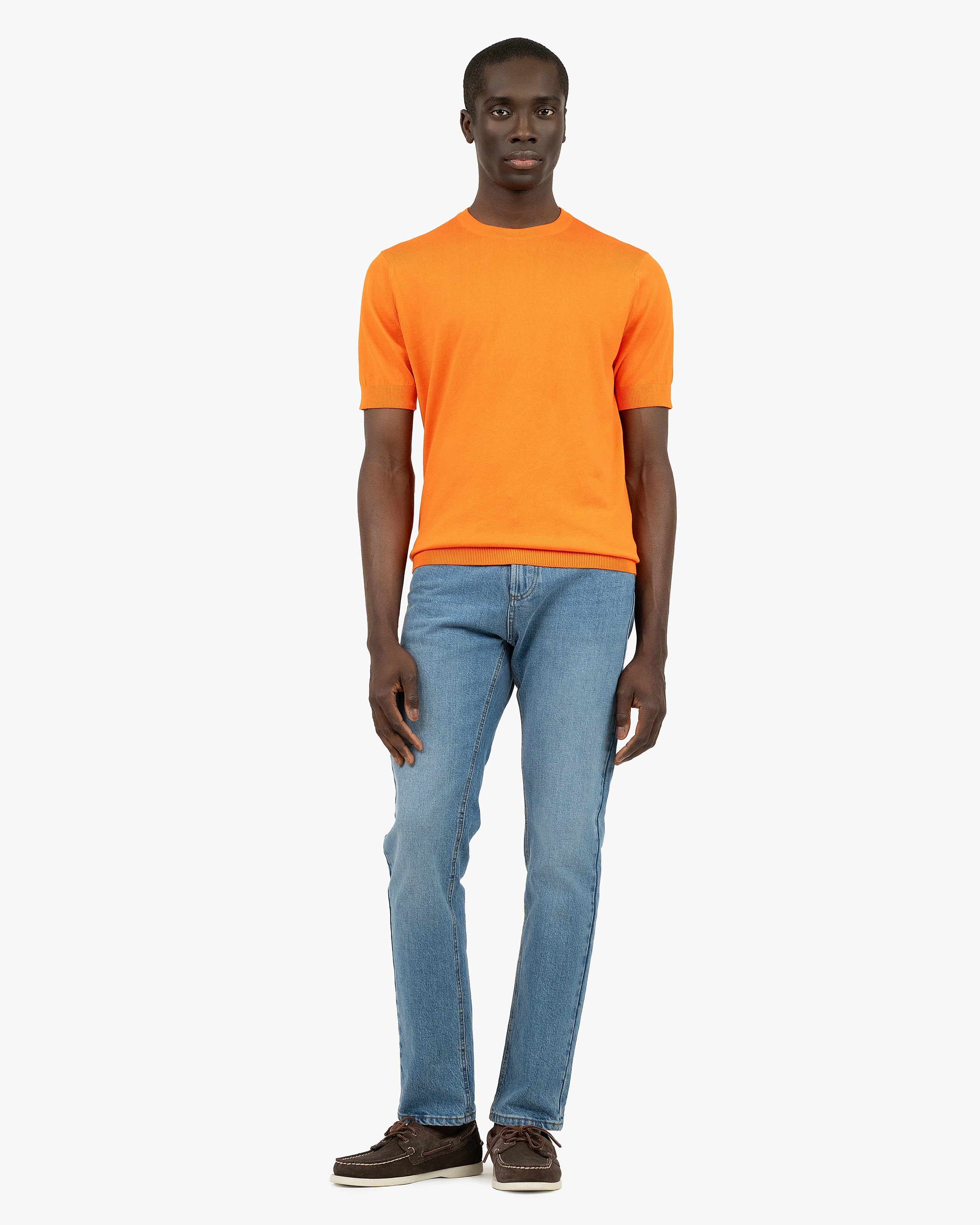 Men's Giza Tee - Orange Cotone