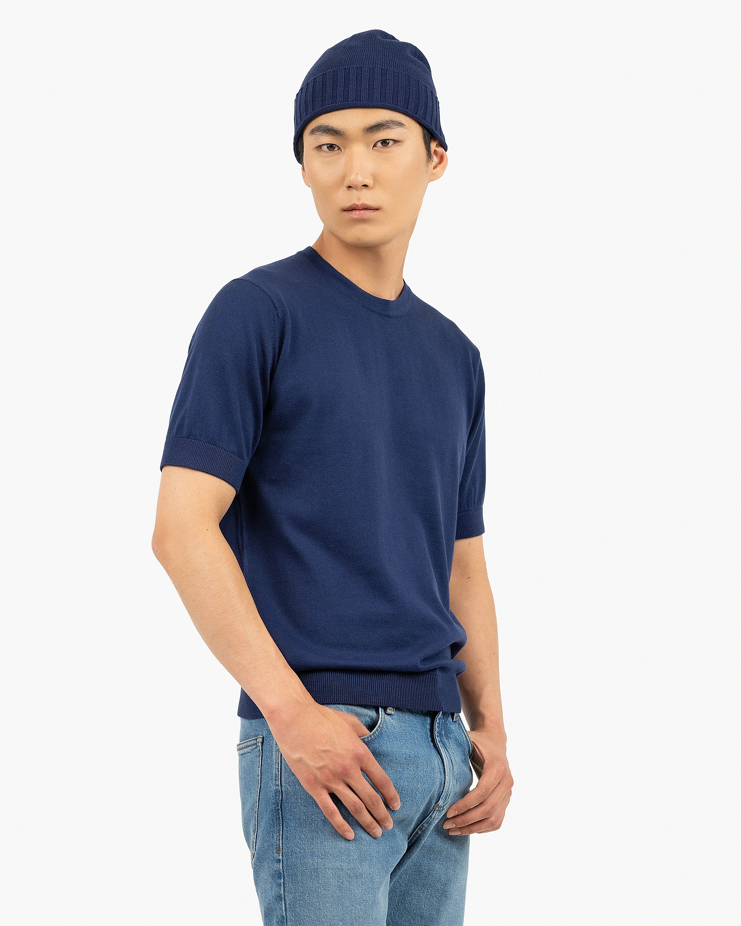 Men's Giza Tee - Night Blue Cotone