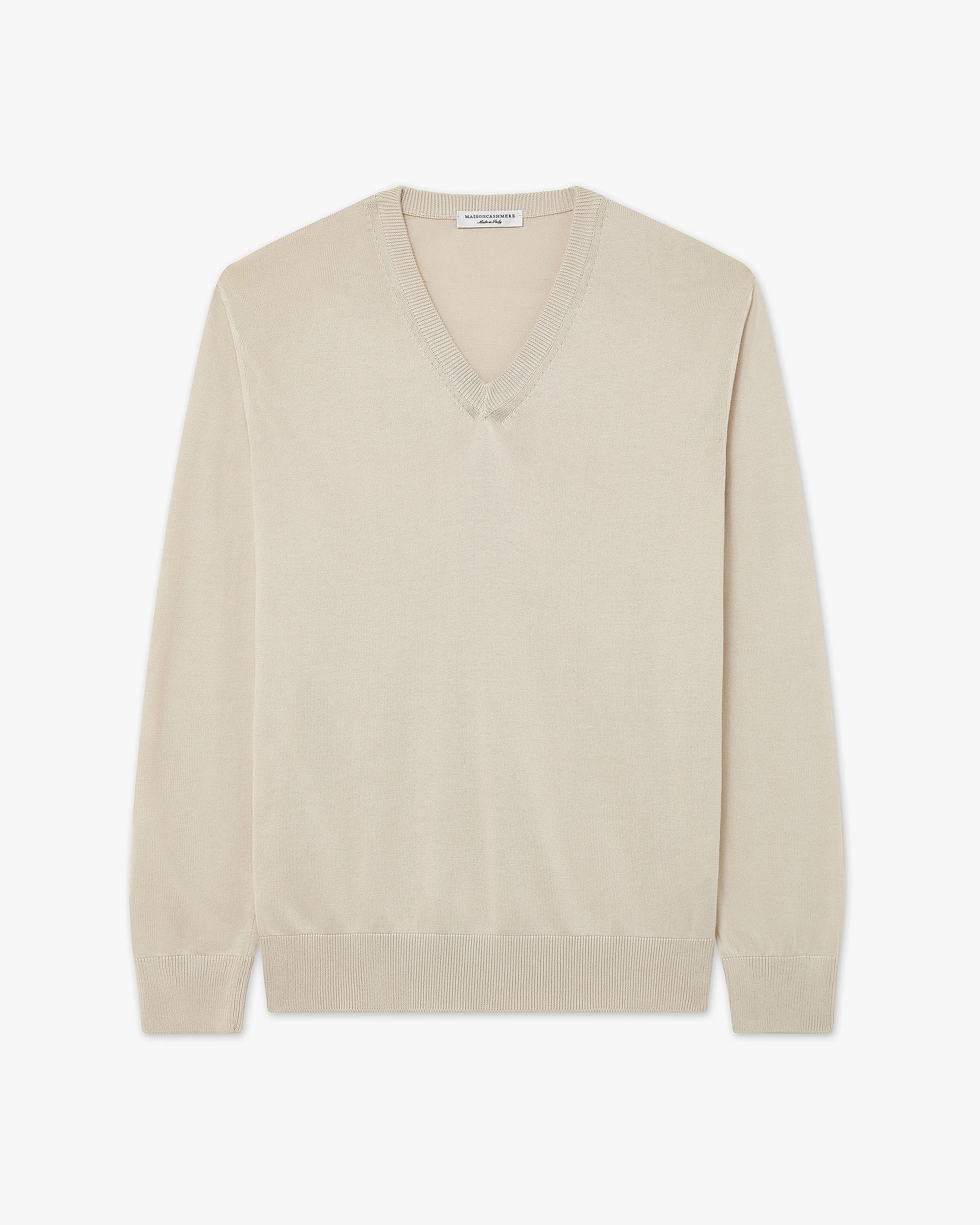 Men's Giza V-Neck Sweater - Beige Cotone