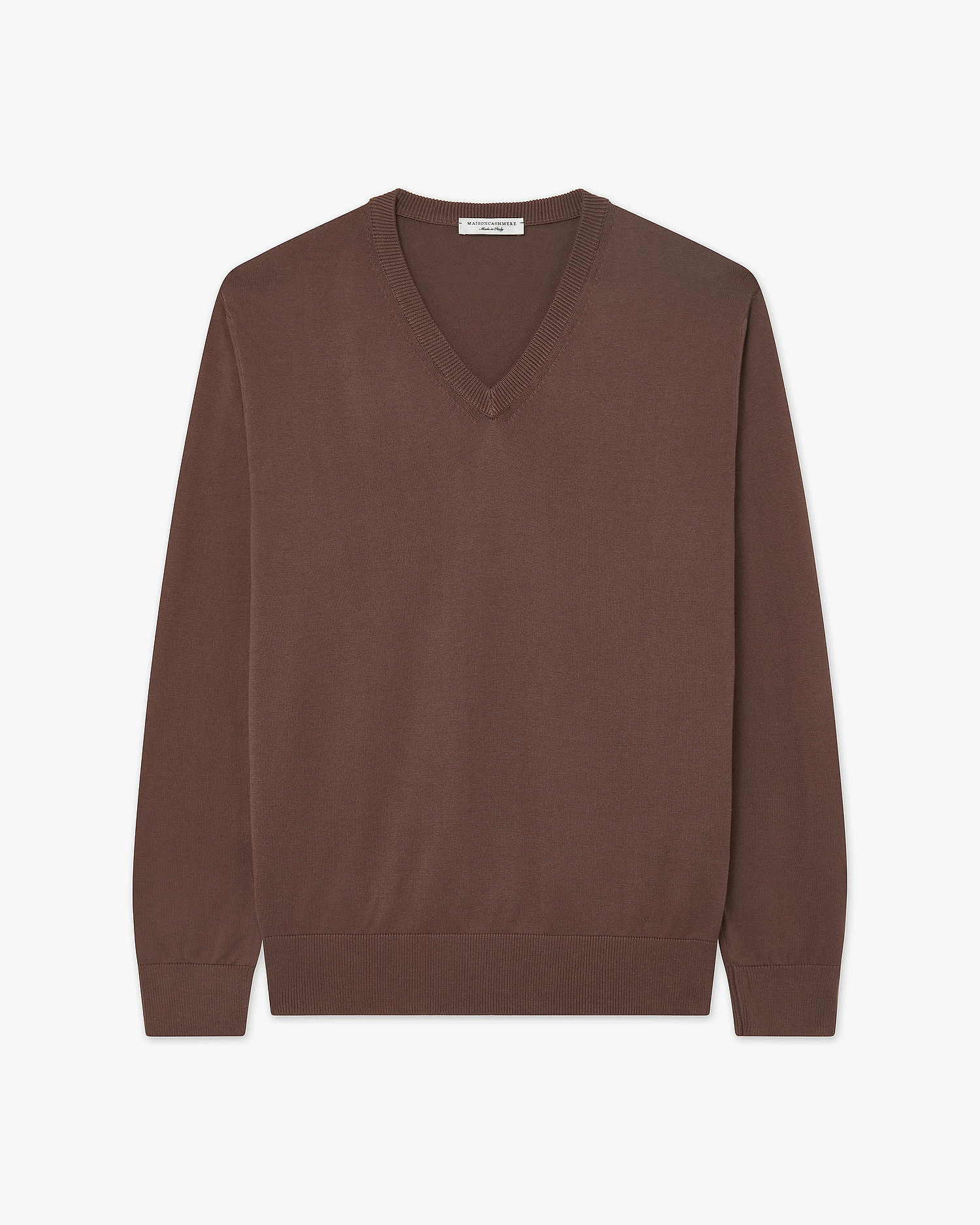 Men's Giza V-Neck Sweater - Brown Cotone