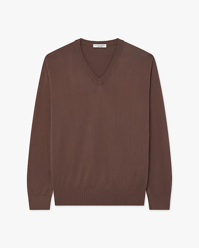 Men's Giza V-Neck Sweater - Brown Cotone