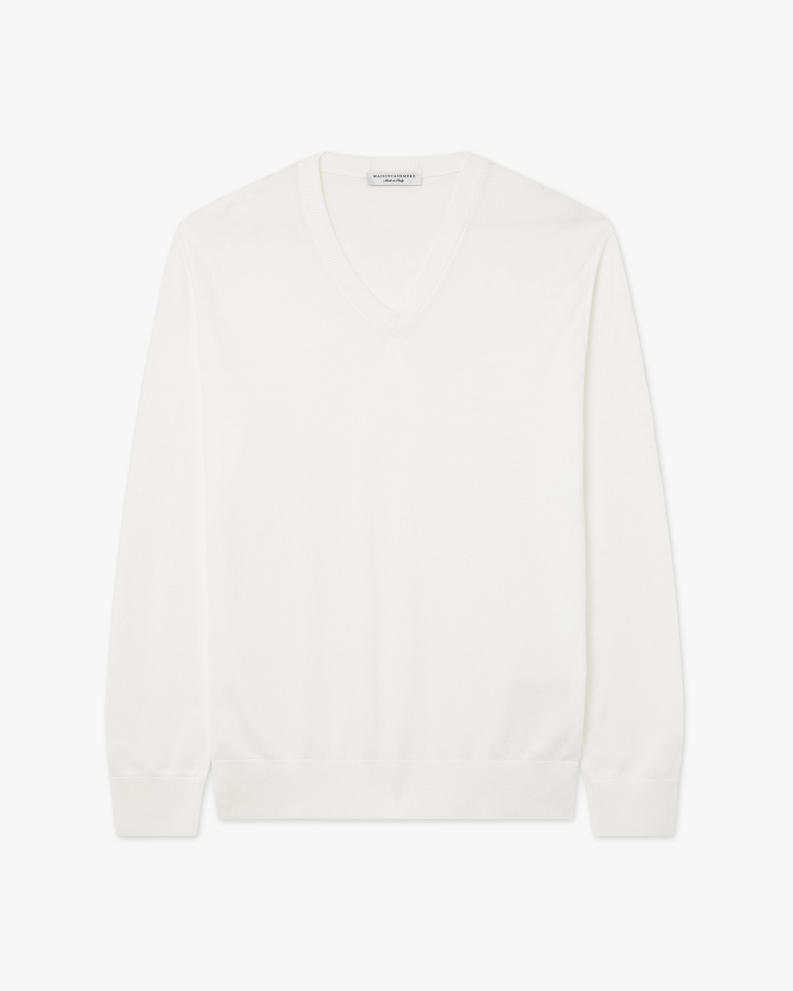 Men's Giza V-Neck Sweater - White Cotone