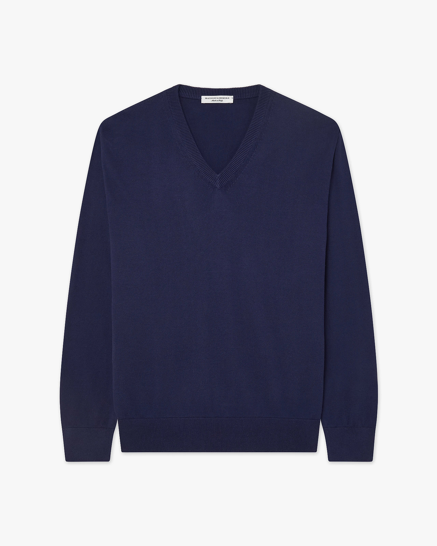 Men's Giza V-Neck Sweater - Night Blue Cotone