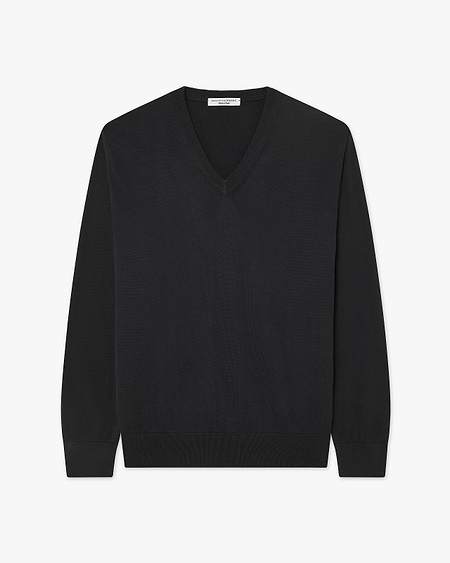 Men's Giza V-Neck Sweater - Black Cotone