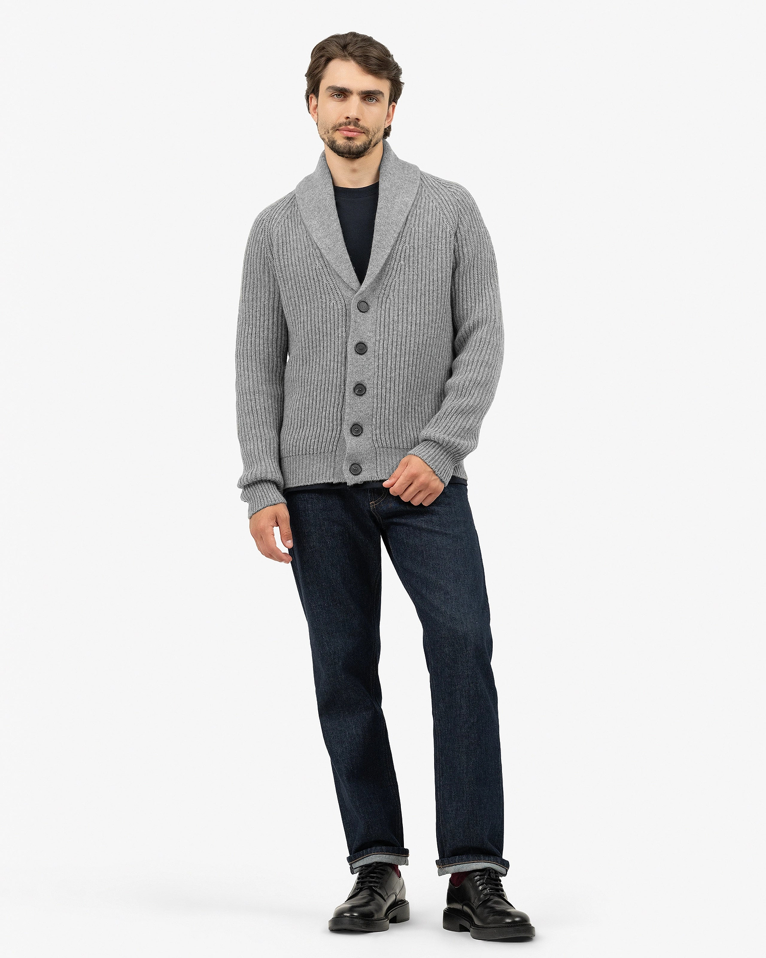 Men's Gleneagles Cardigan - Medium Grey Cashmere