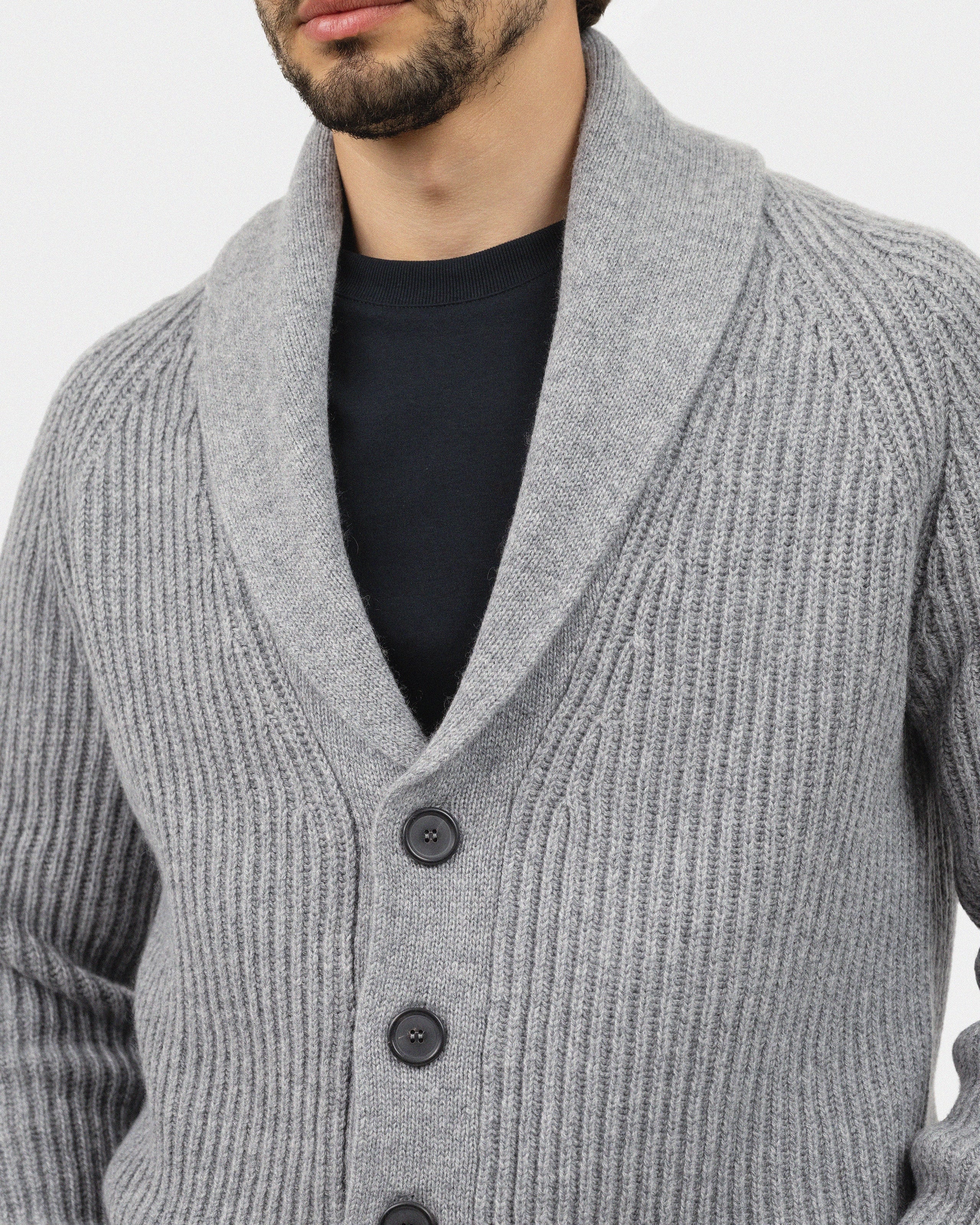 Men's Gleneagles Cardigan - Medium Grey Cashmere