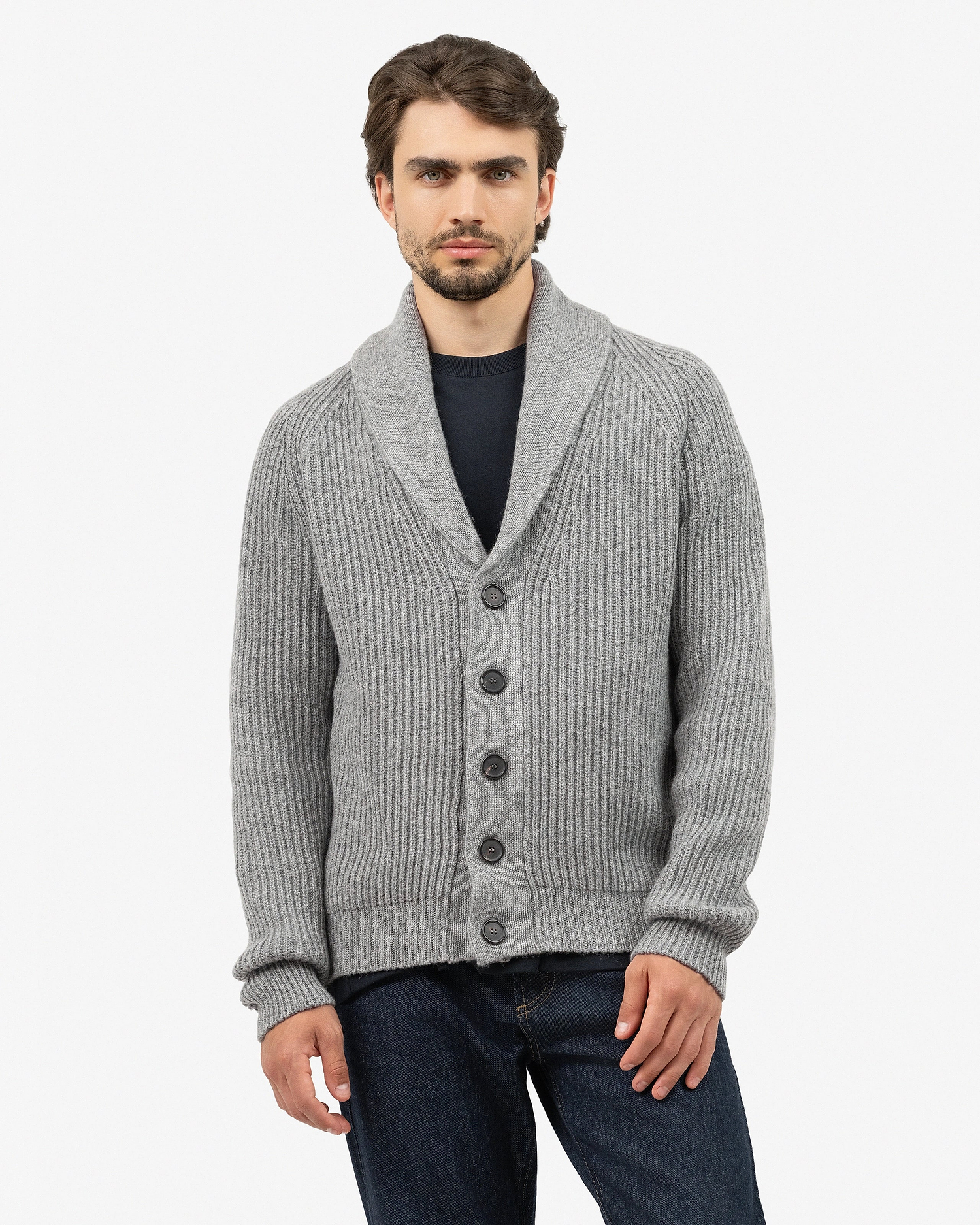 Men's Gleneagles Cardigan - Medium Grey Cashmere