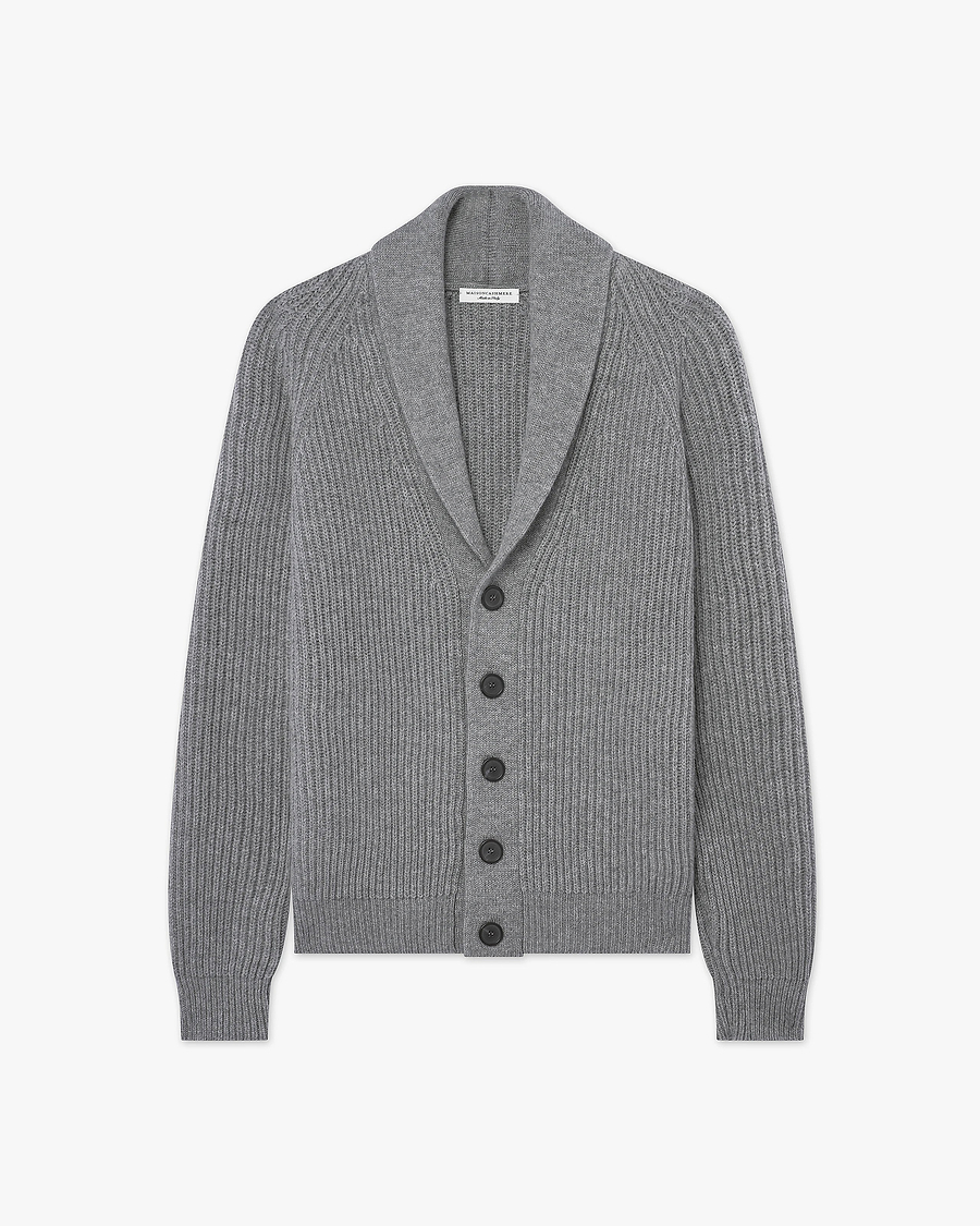 Men's Gleneagles Cardigan - Medium Grey Cashmere
