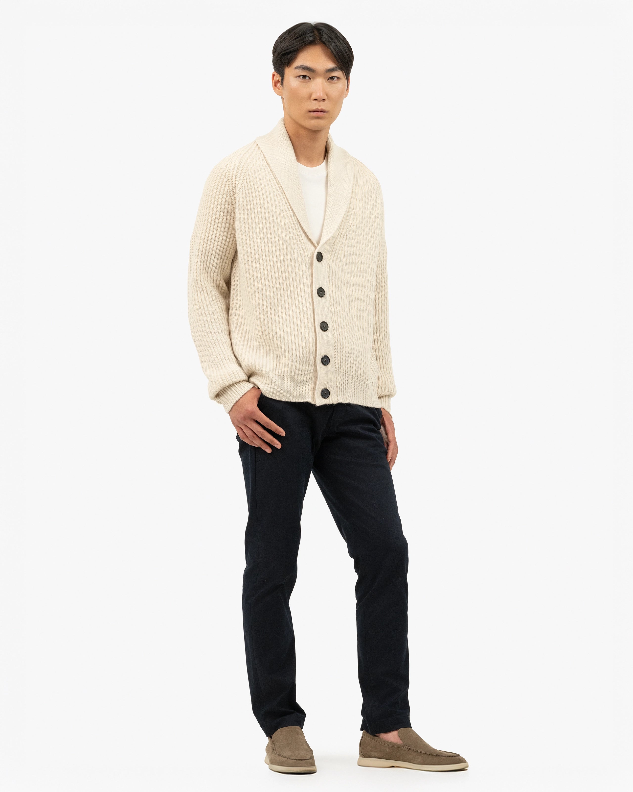 Men's Gleneagles Cardigan - Light Beige Cashmere
