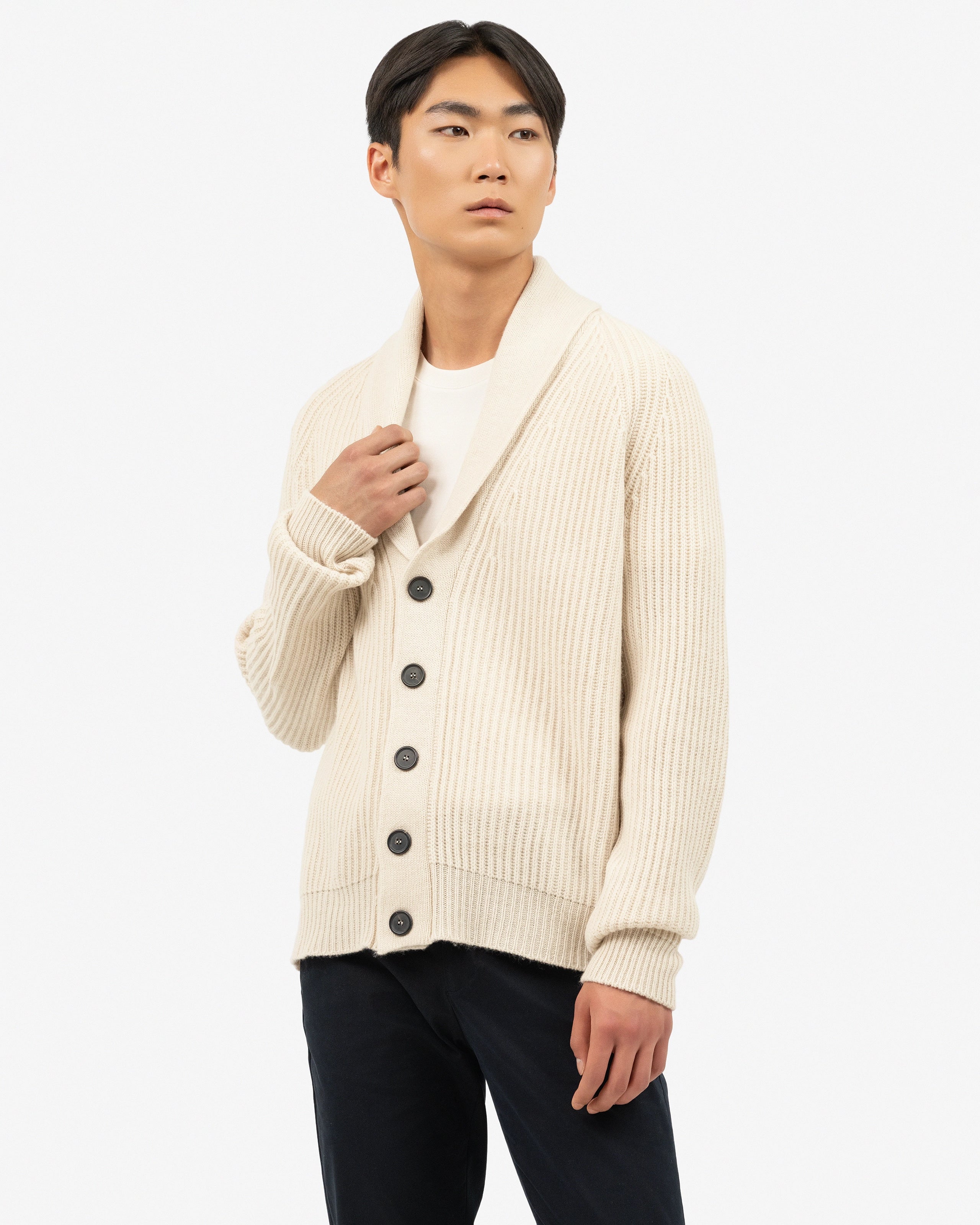 Men's Gleneagles Cardigan - Light Beige Cashmere