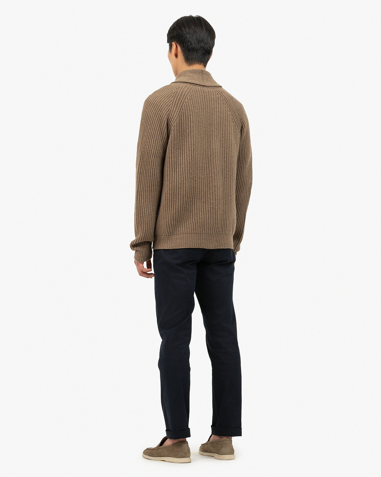 Men's Gleneagles Cardigan - Light Brown Cashmere