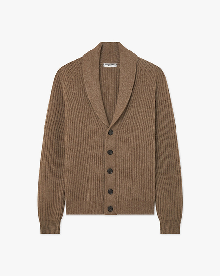 Men's Gleneagles Cardigan - Light Brown Cashmere