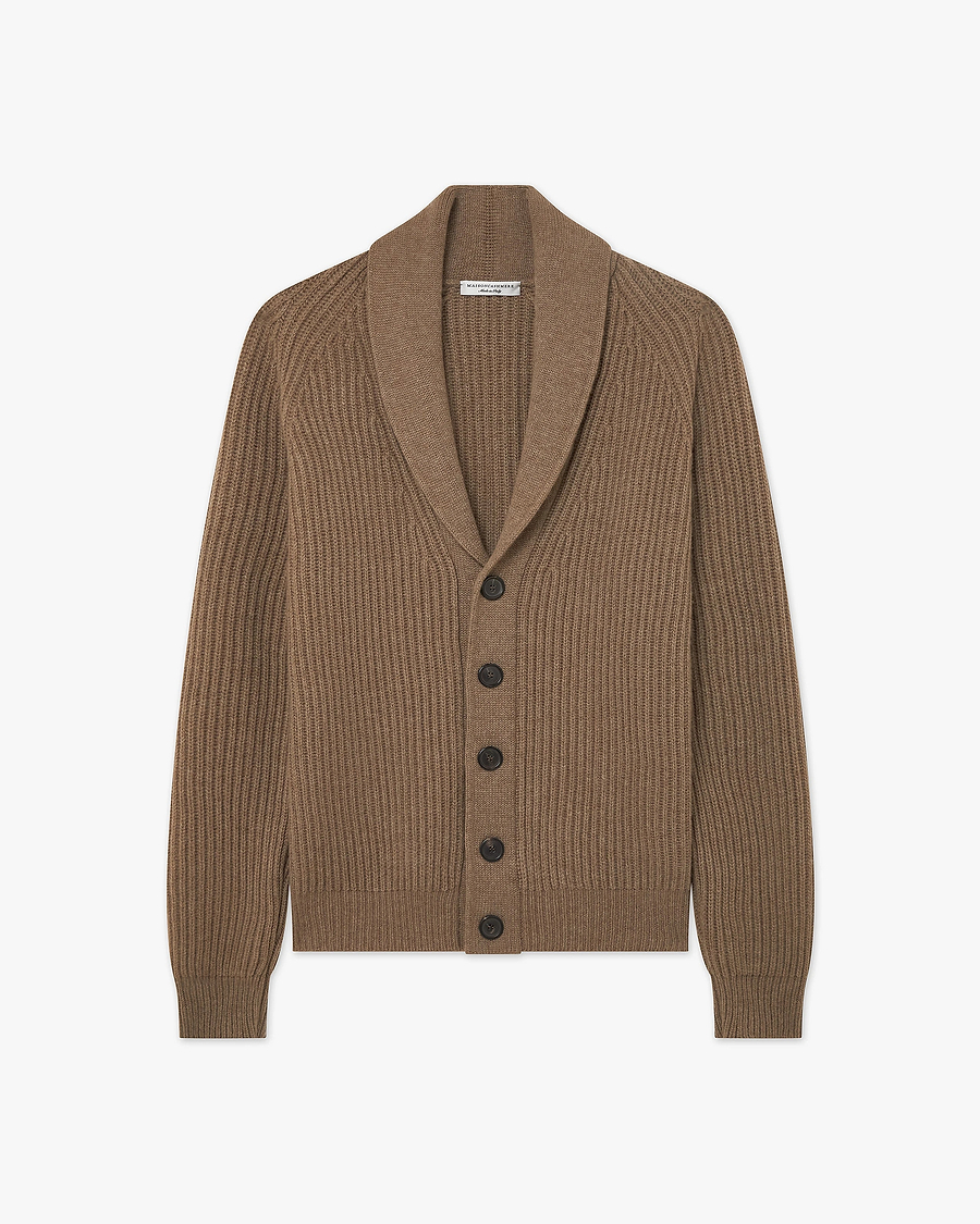 Men's Gleneagles Cardigan - Light Brown Cashmere