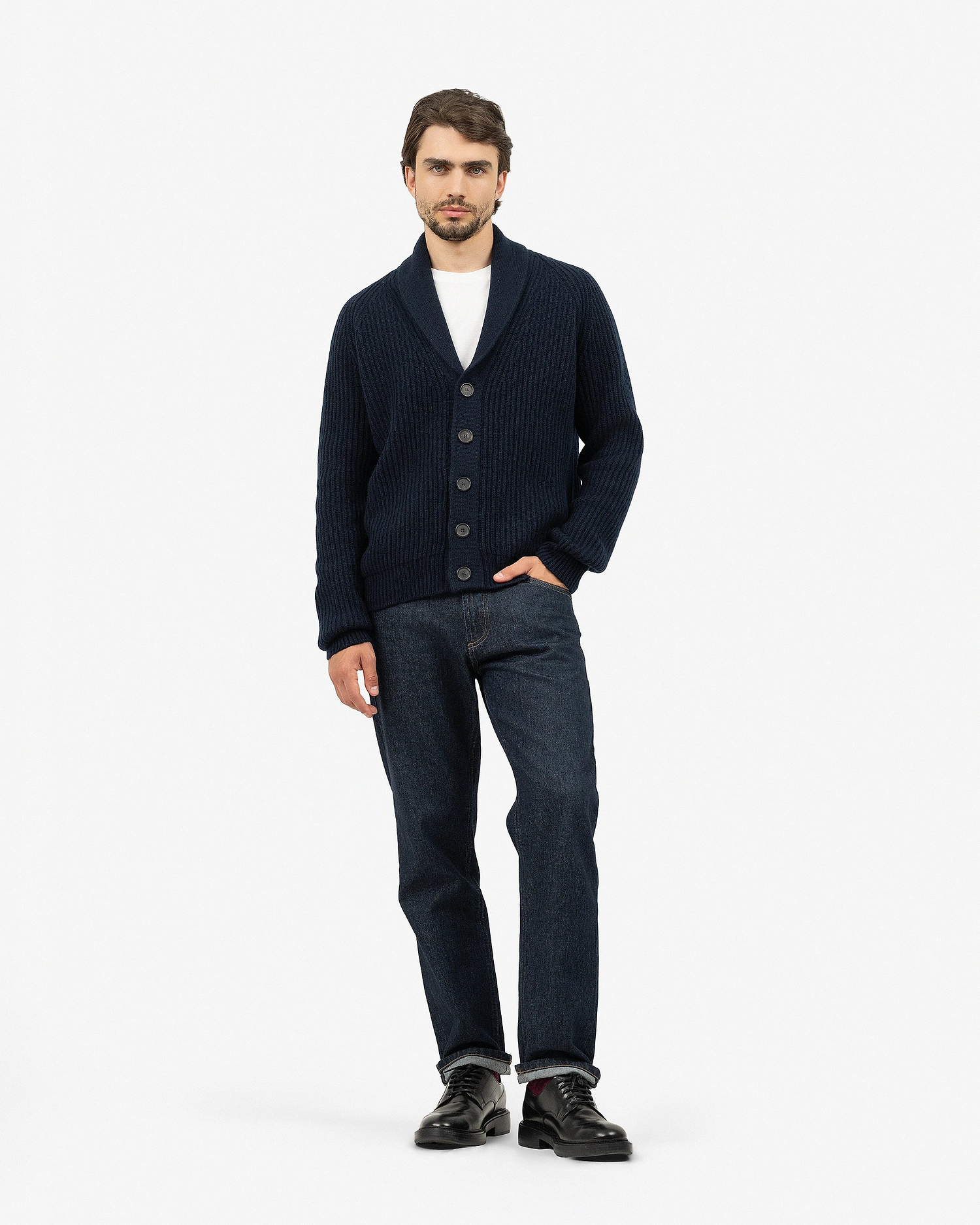 Men's Gleneagles Cardigan - Night Blue Cashmere