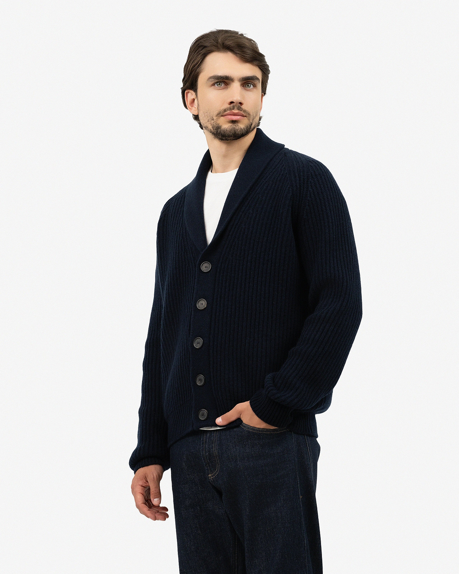 Men's Gleneagles Cardigan - Night Blue Cashmere