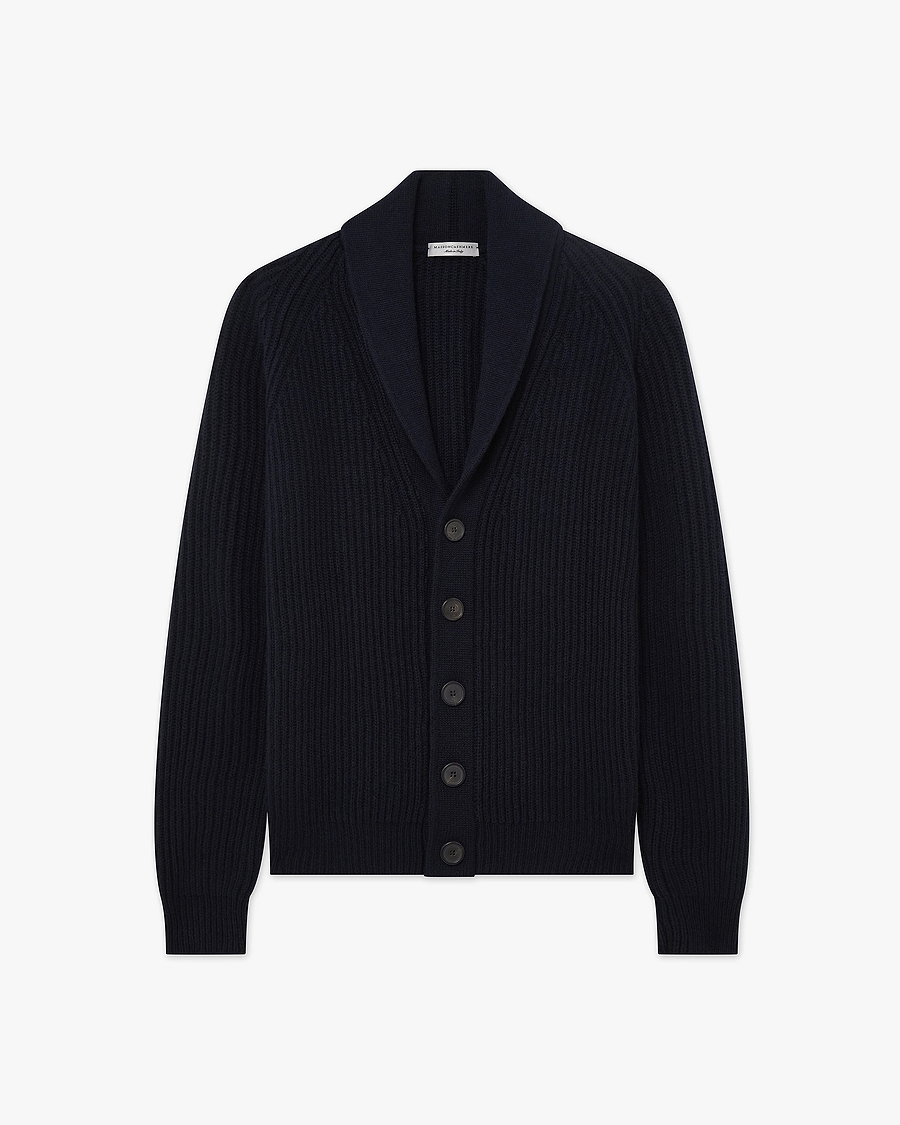 Men's Gleneagles Cardigan - Night Blue Cashmere