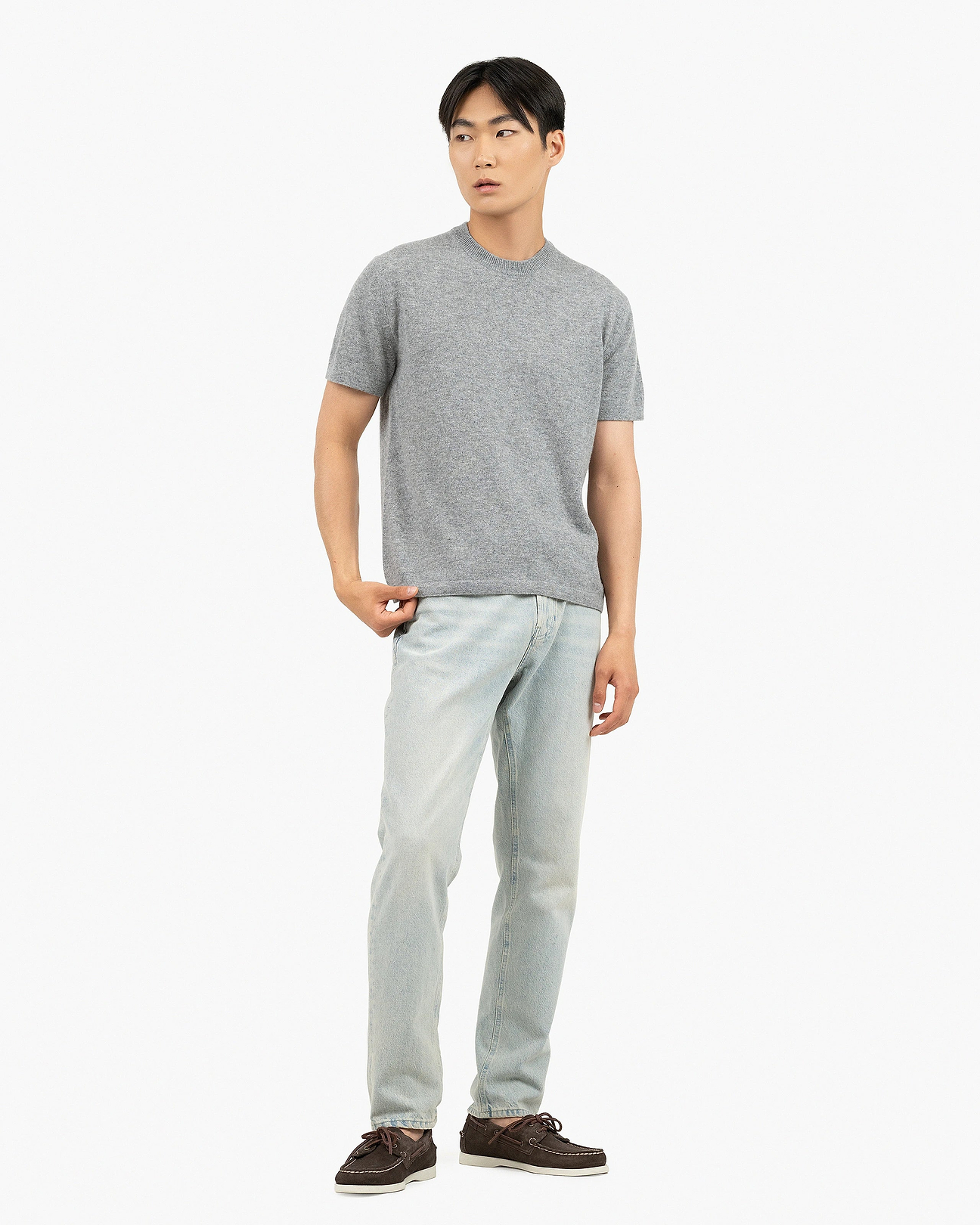 Men's Gramercy Cashmere Tee - Medium Grey | MaisonCashmere