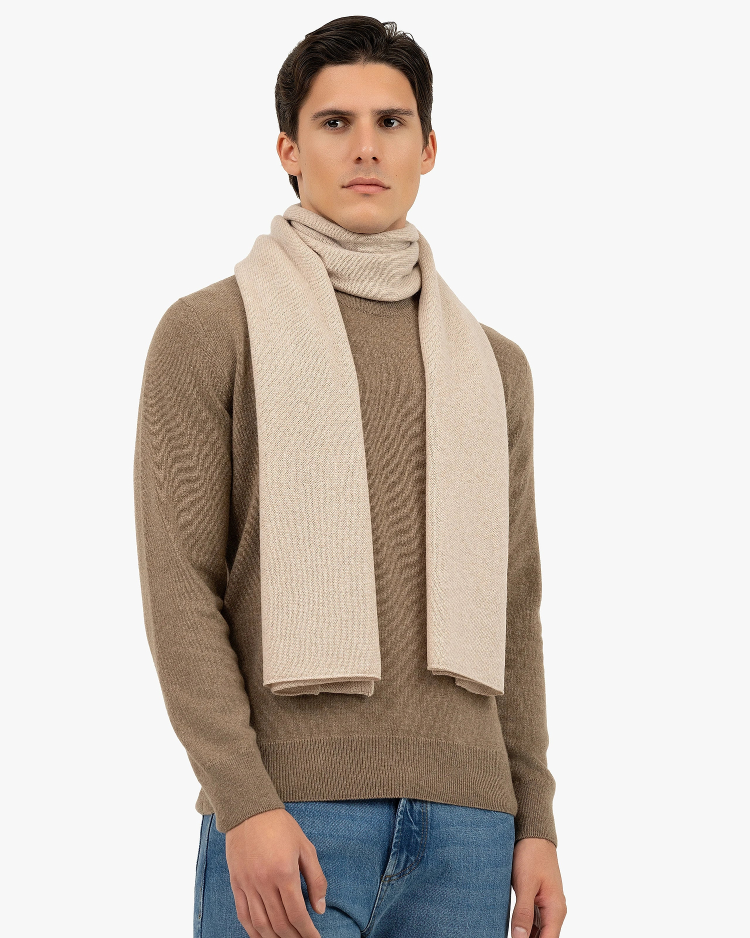 Men's Essential Maxi Scarf - Beige Cashmere