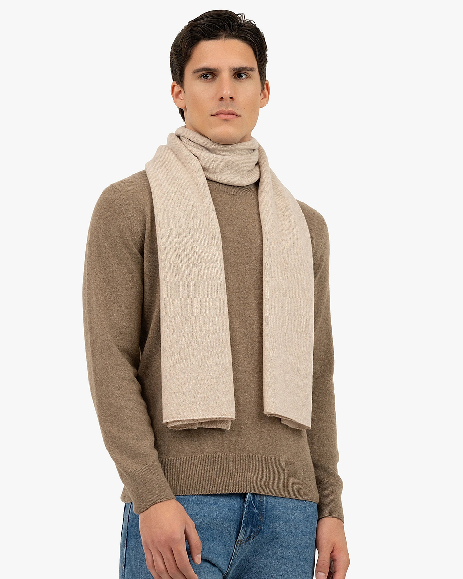 Men's Essential Maxi Scarf - Beige Cashmere
