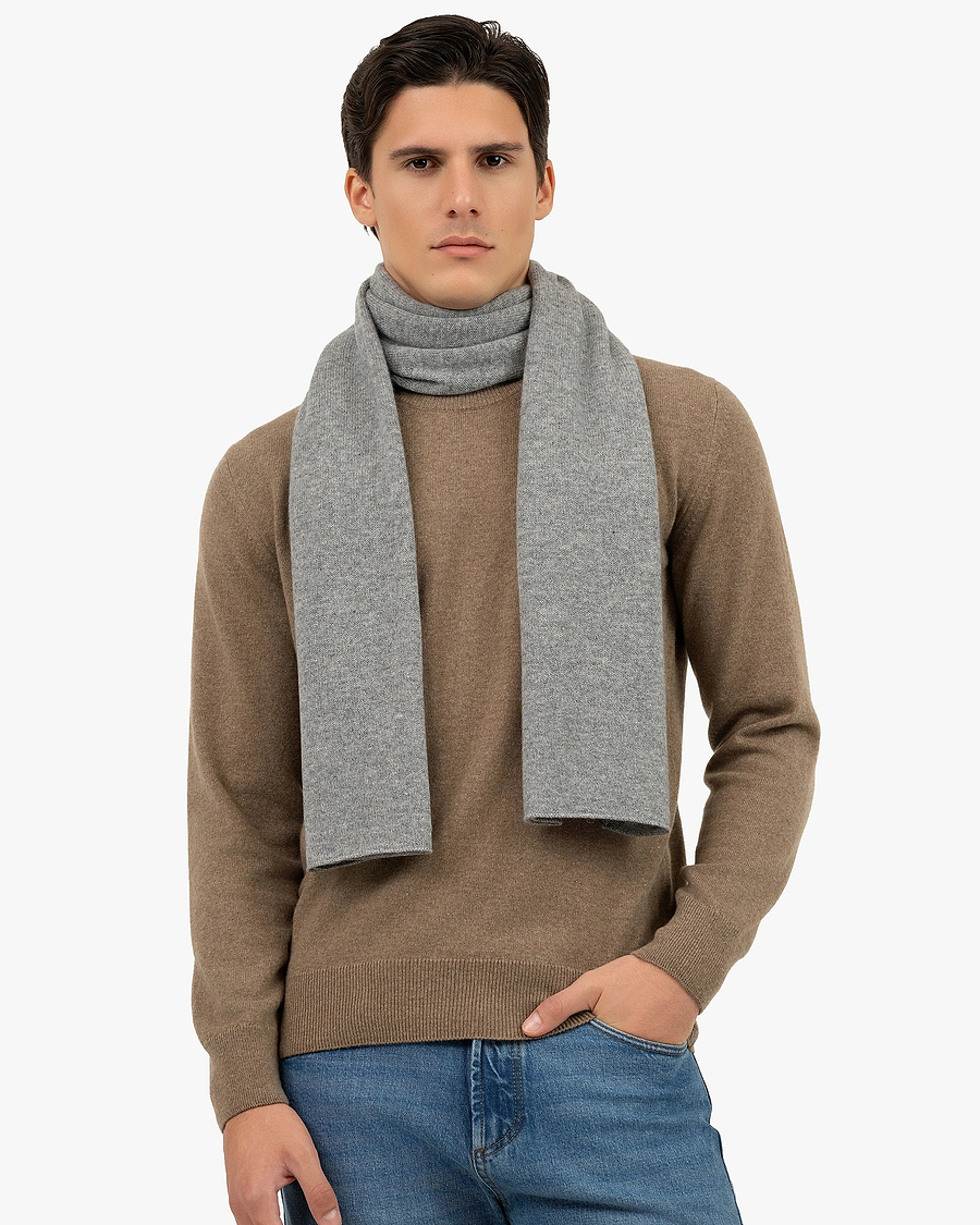 Men's Essential Maxi Scarf - Medium Grey Cashmere