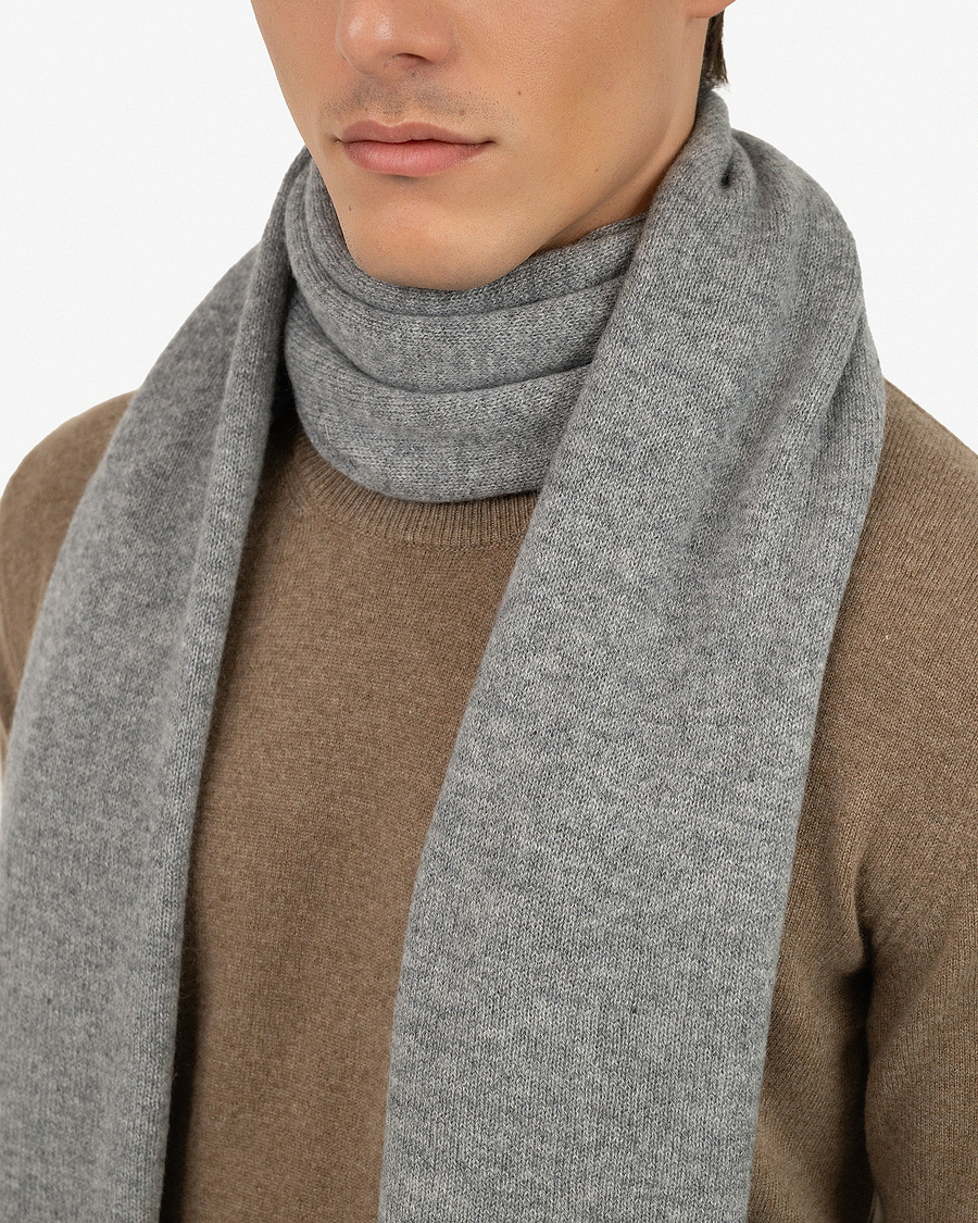 Men's Essential Maxi Scarf - Medium Grey Cashmere